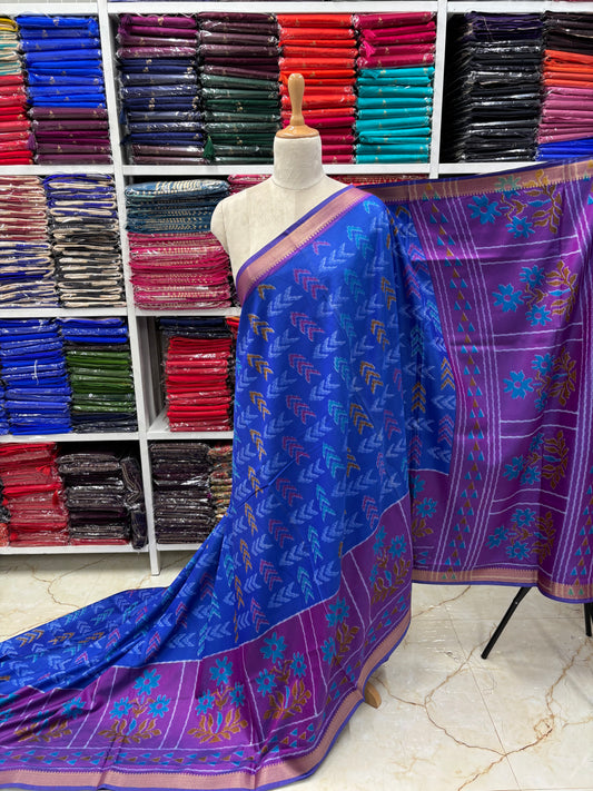 Semi Patola Saree (Arrow and Floral Design)