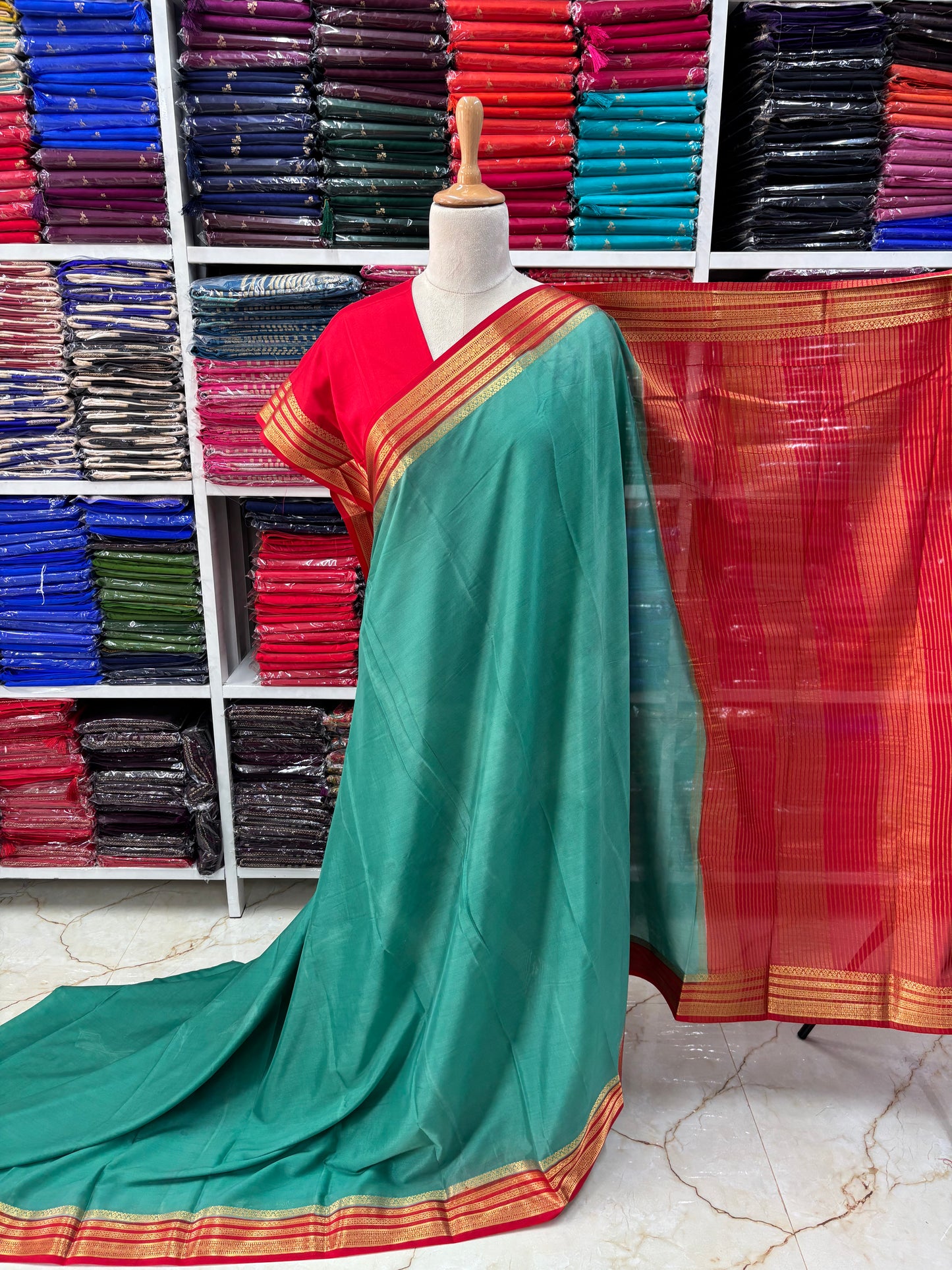 Semi Mysore Crepe (Golden Sequence Border)