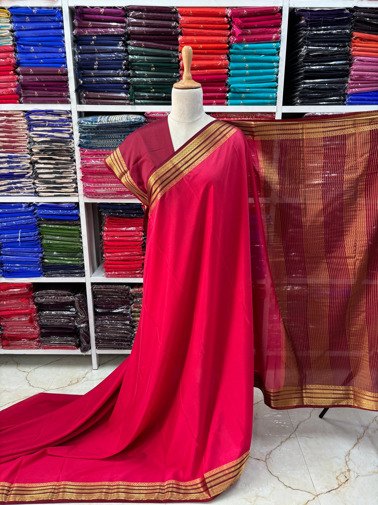 Semi Mysore Crepe (Golden Sequence Border)