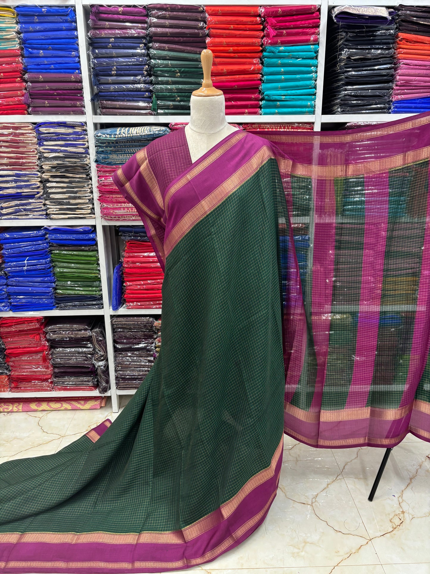 Georgette Chiffon (Checks, Bentex Border)