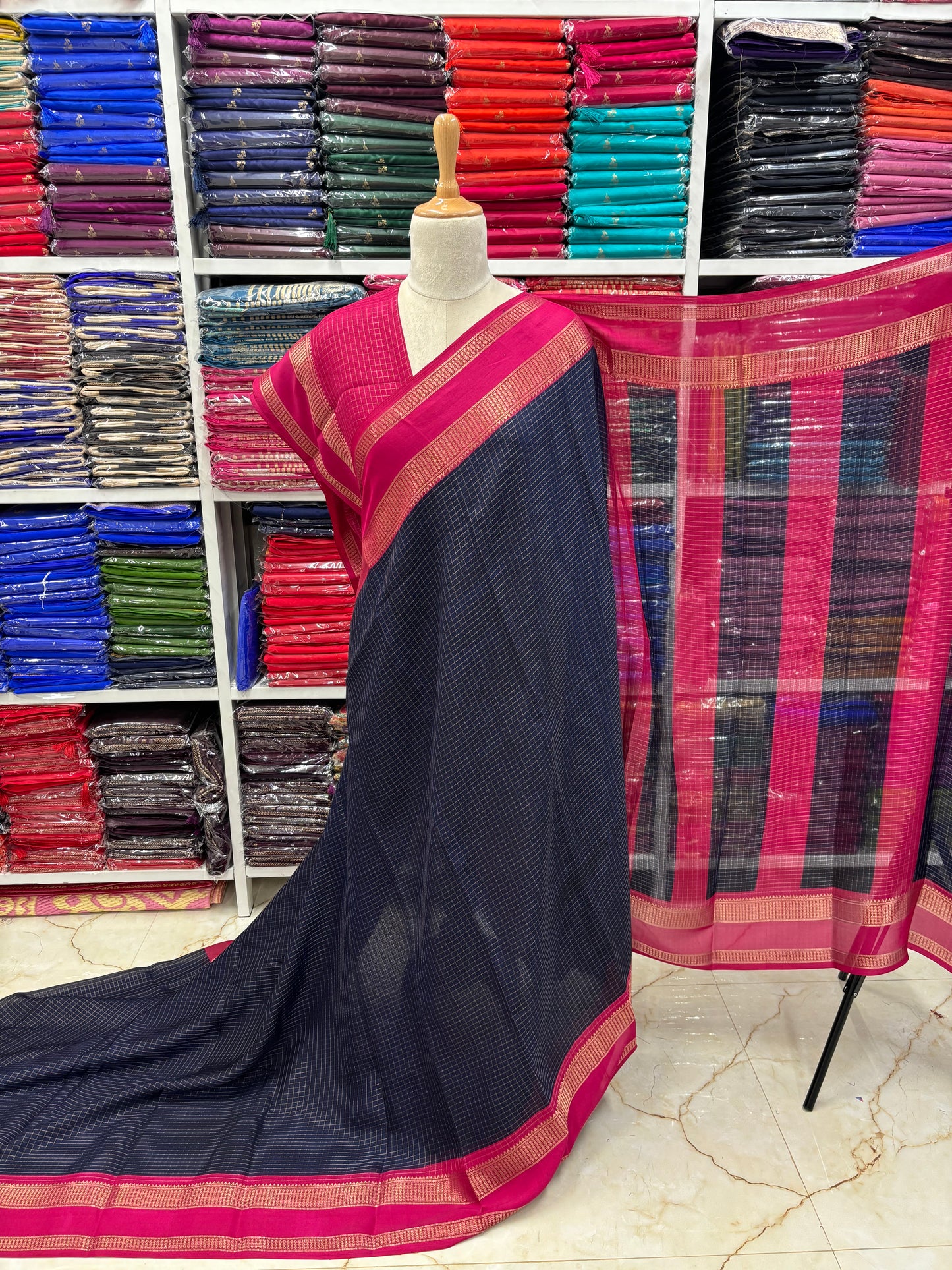 Georgette Chiffon (Checks, Bentex Border)