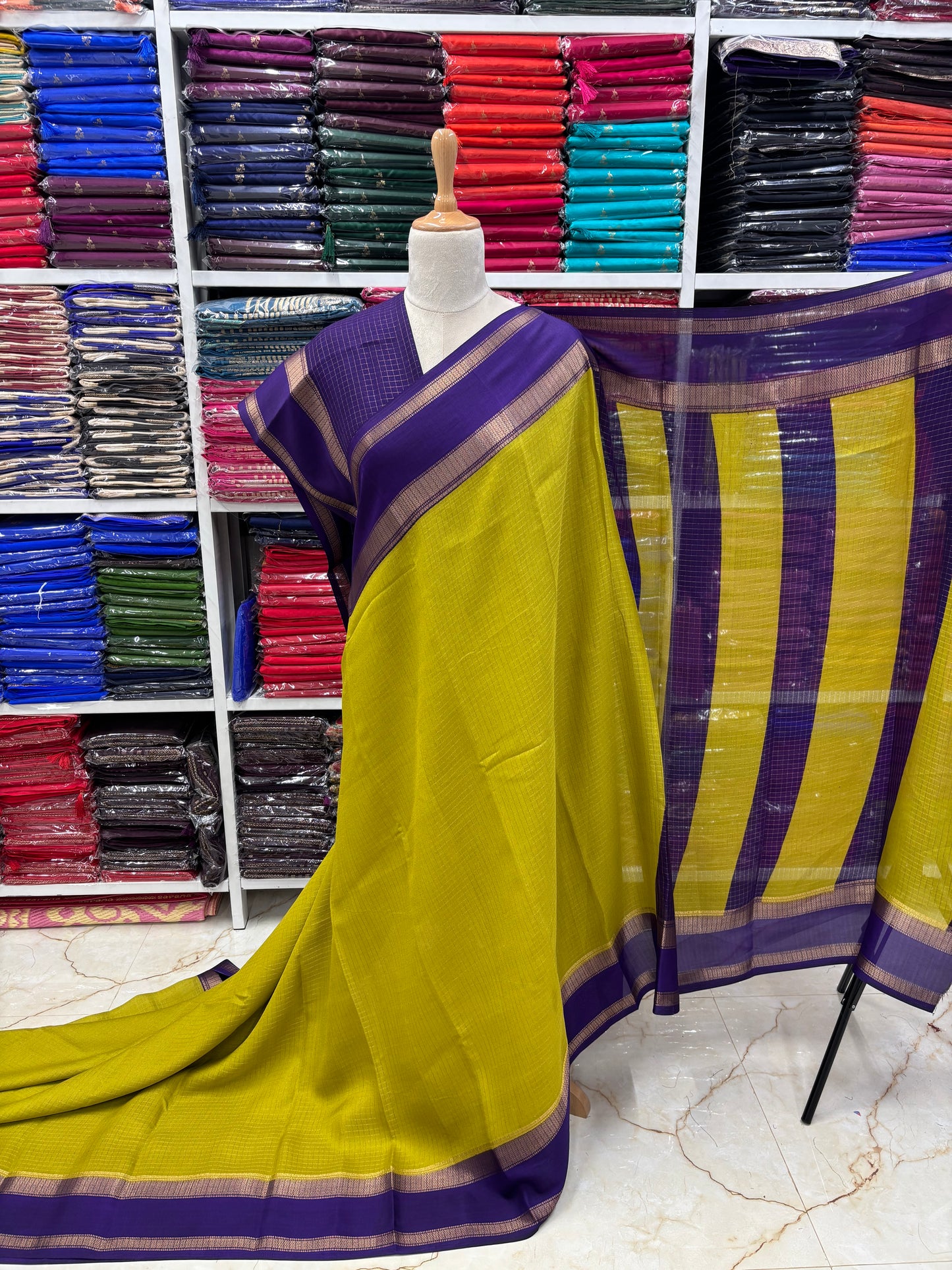 Georgette Chiffon (Checks, Bentex Border)