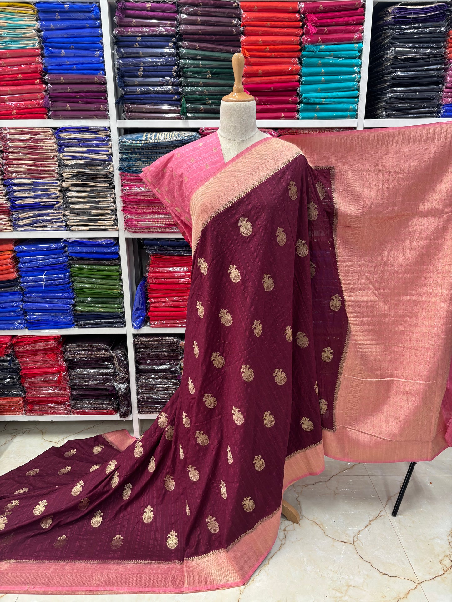 Embossed Crepe Georgette (Gandaberunda Motifs)