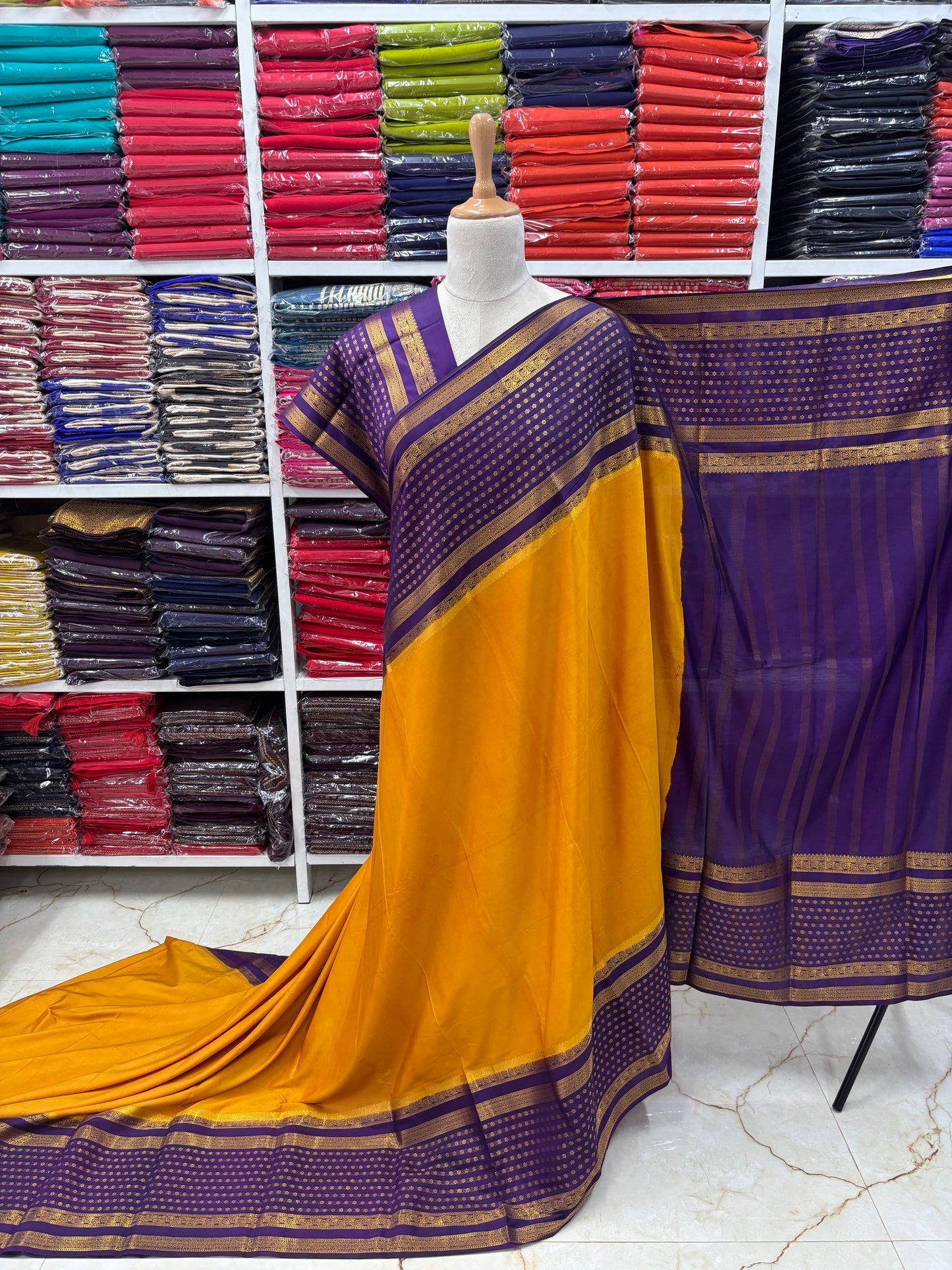 Semi Mysore Crepe (Floral Bentex Border)