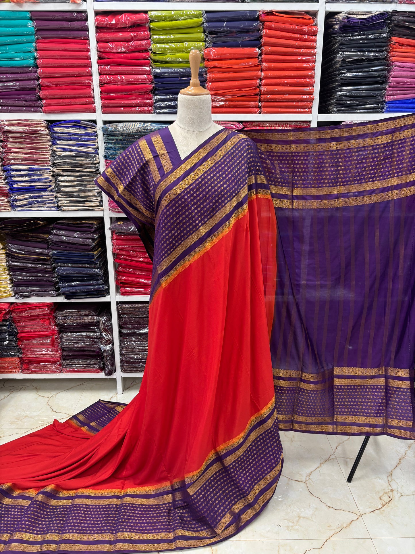 Semi Mysore Crepe (Floral Bentex Border)