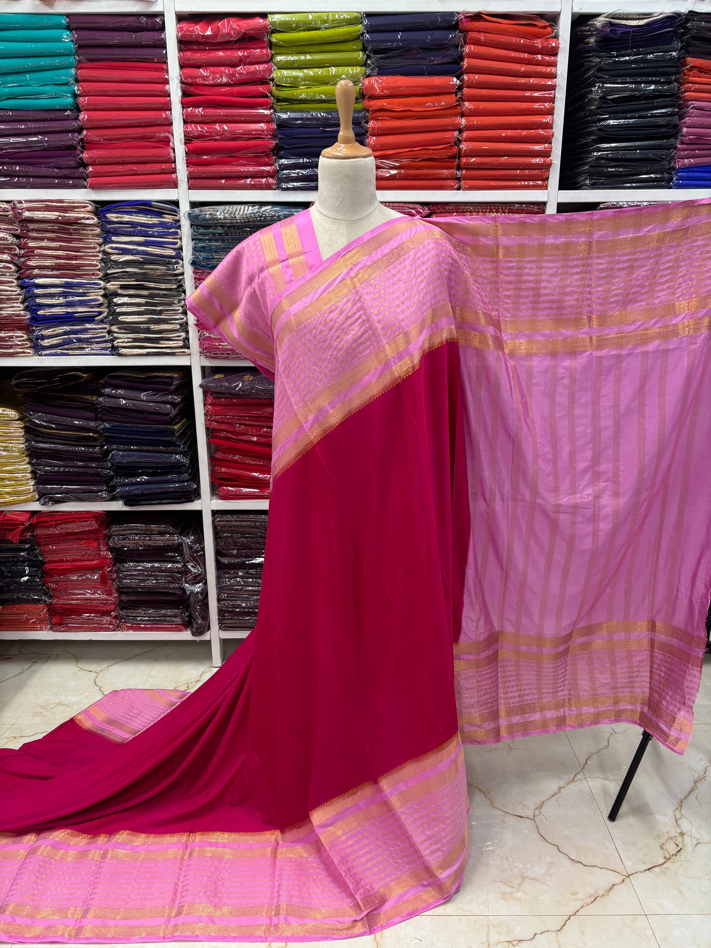 Semi Mysore Crepe (Floral Bentex Border)