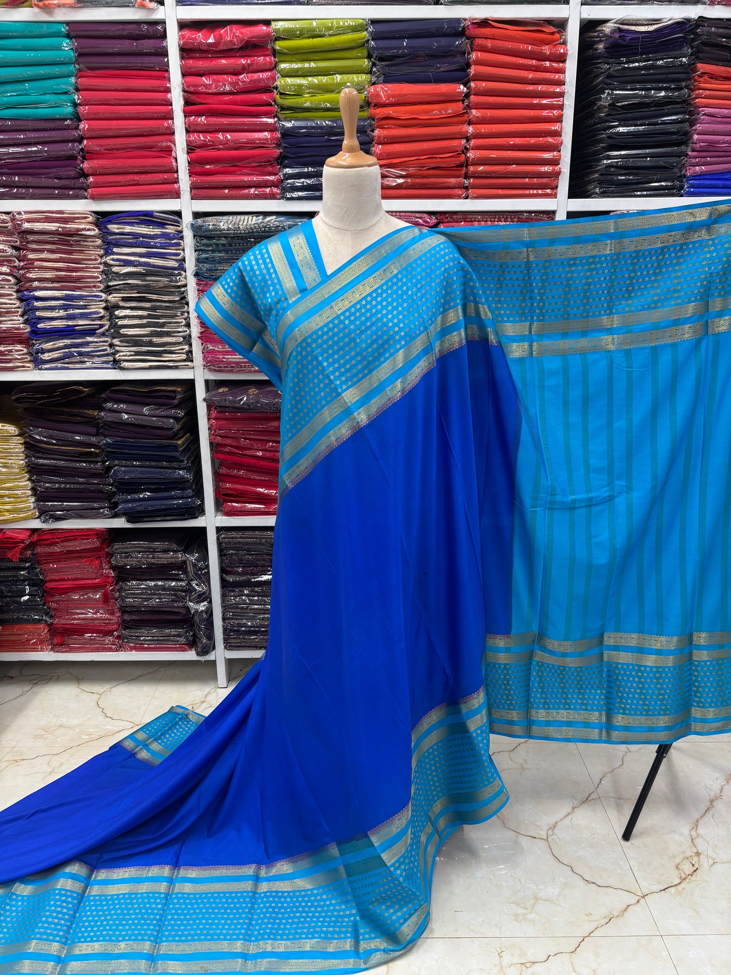 Semi Mysore Crepe (Floral Bentex Border)