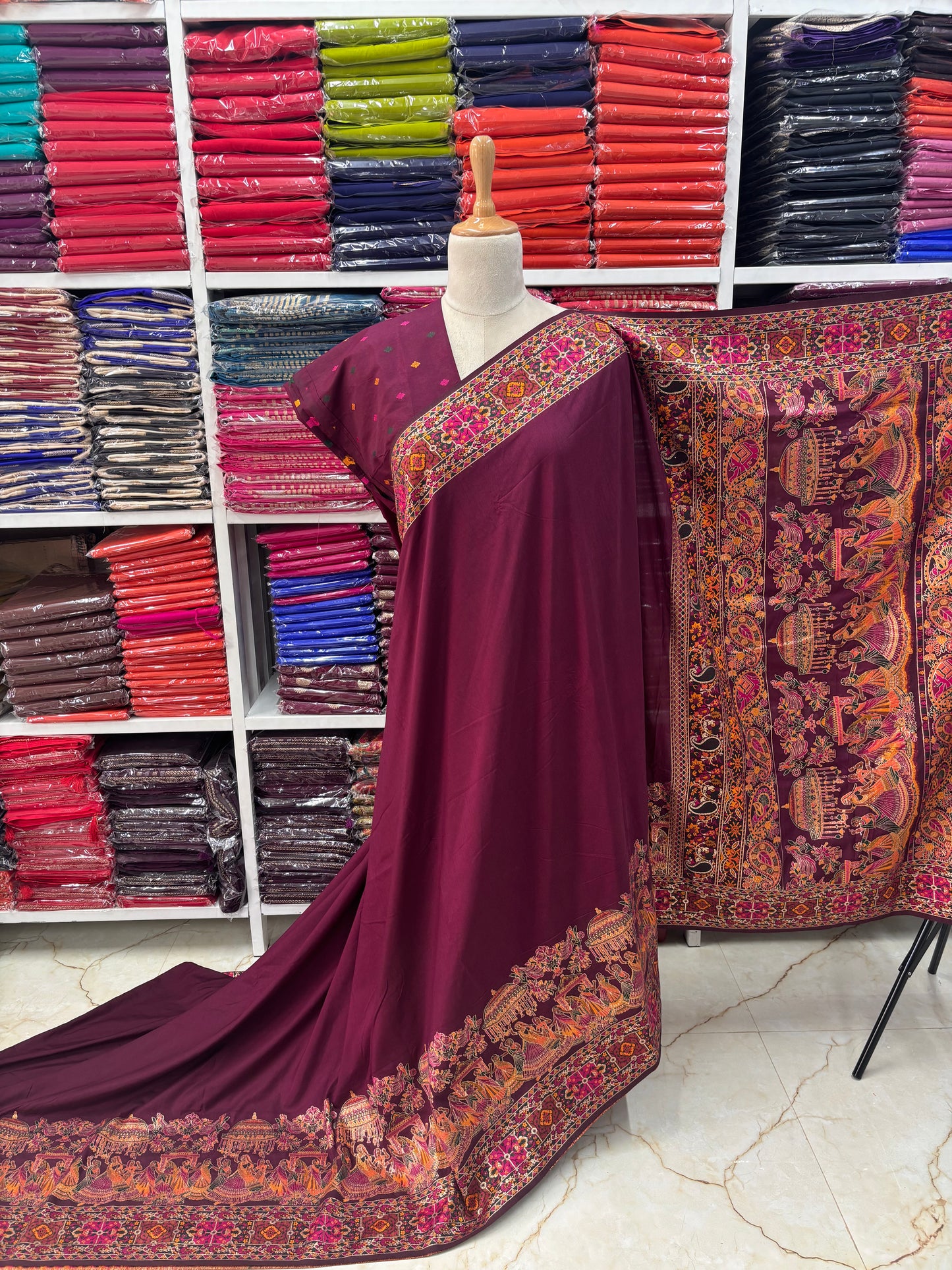 Kashmiri Pashmina Saree (Dori Border)