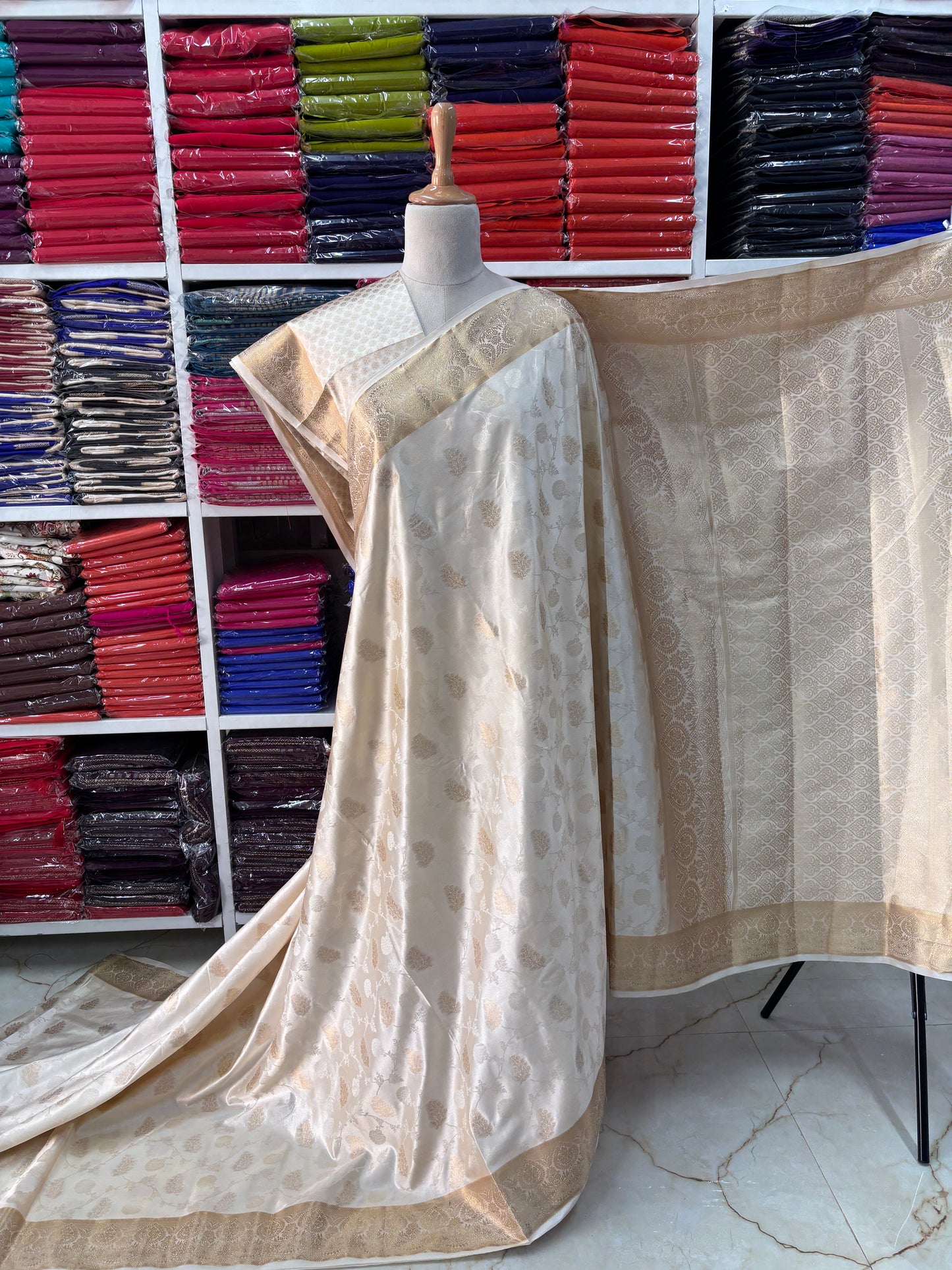 Banarasi Satin (Embossed Floral Design)