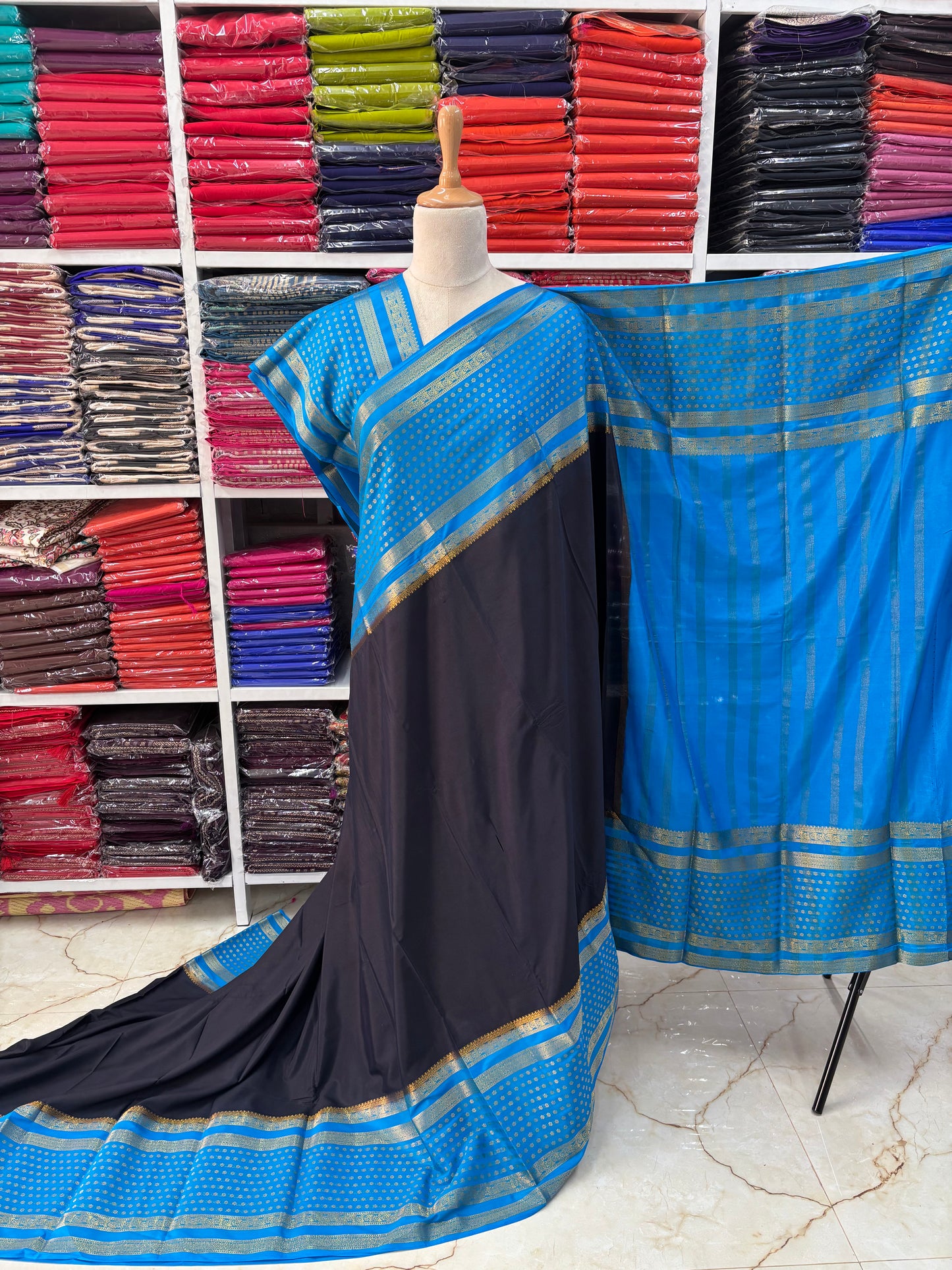 Semi Mysore Crepe (Floral Bentex Border)