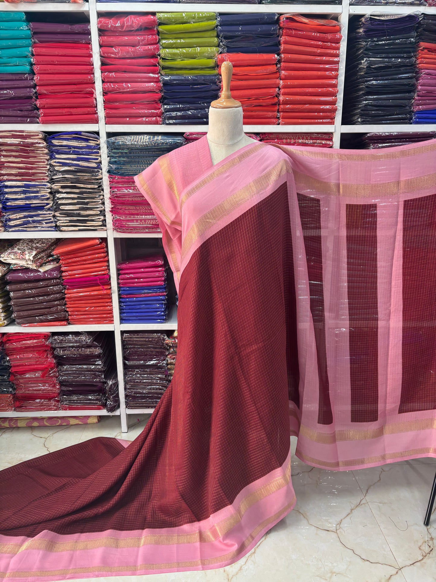 Georgette Chiffon (Checks, Bentex Border)