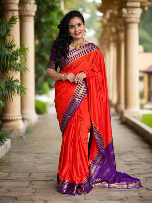 Semi Mysore Crepe (Premium, 1 Line Flowers Border)
