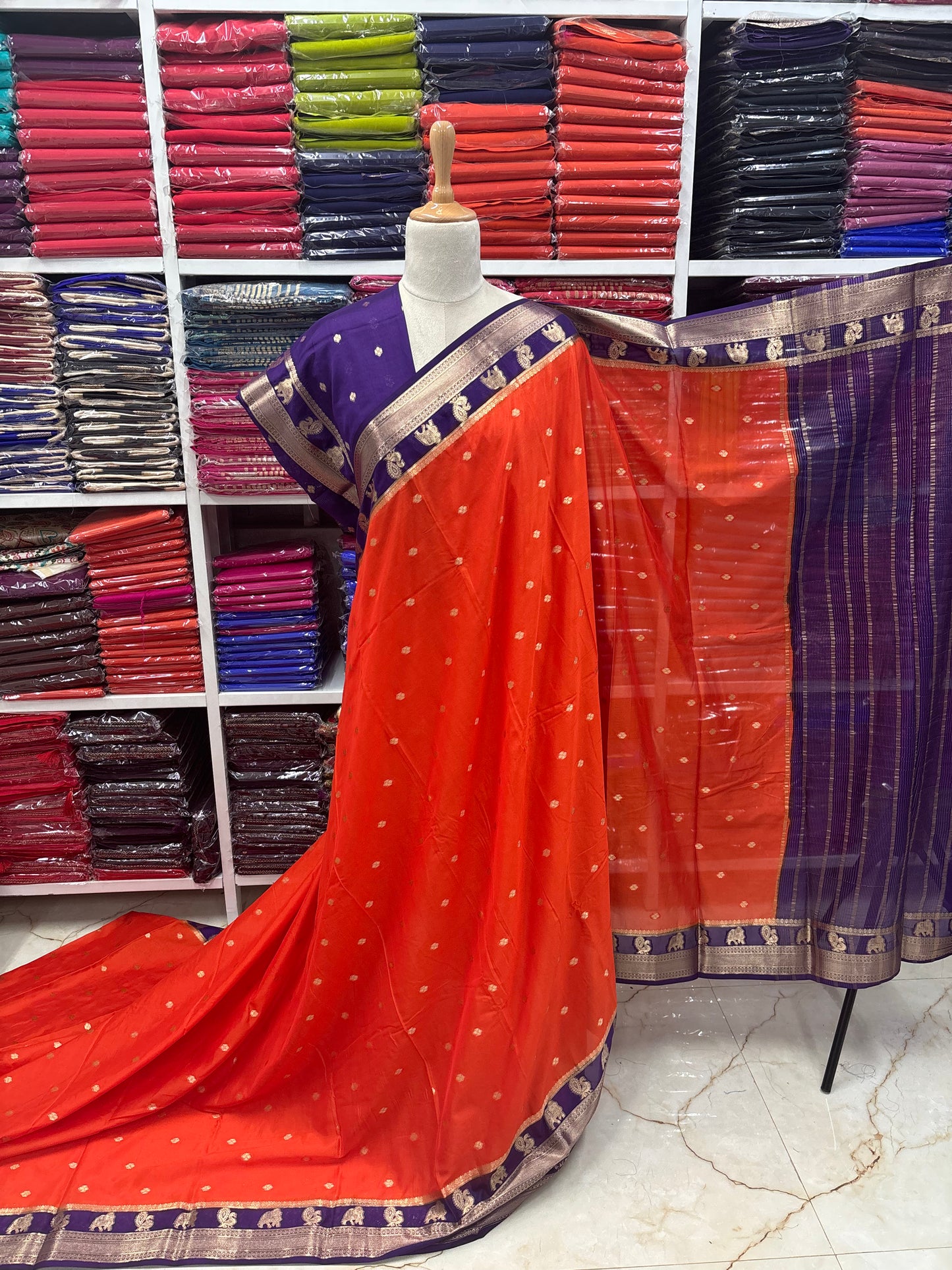 Semi Mysore Crepe (Elephant and Mayuri Border)