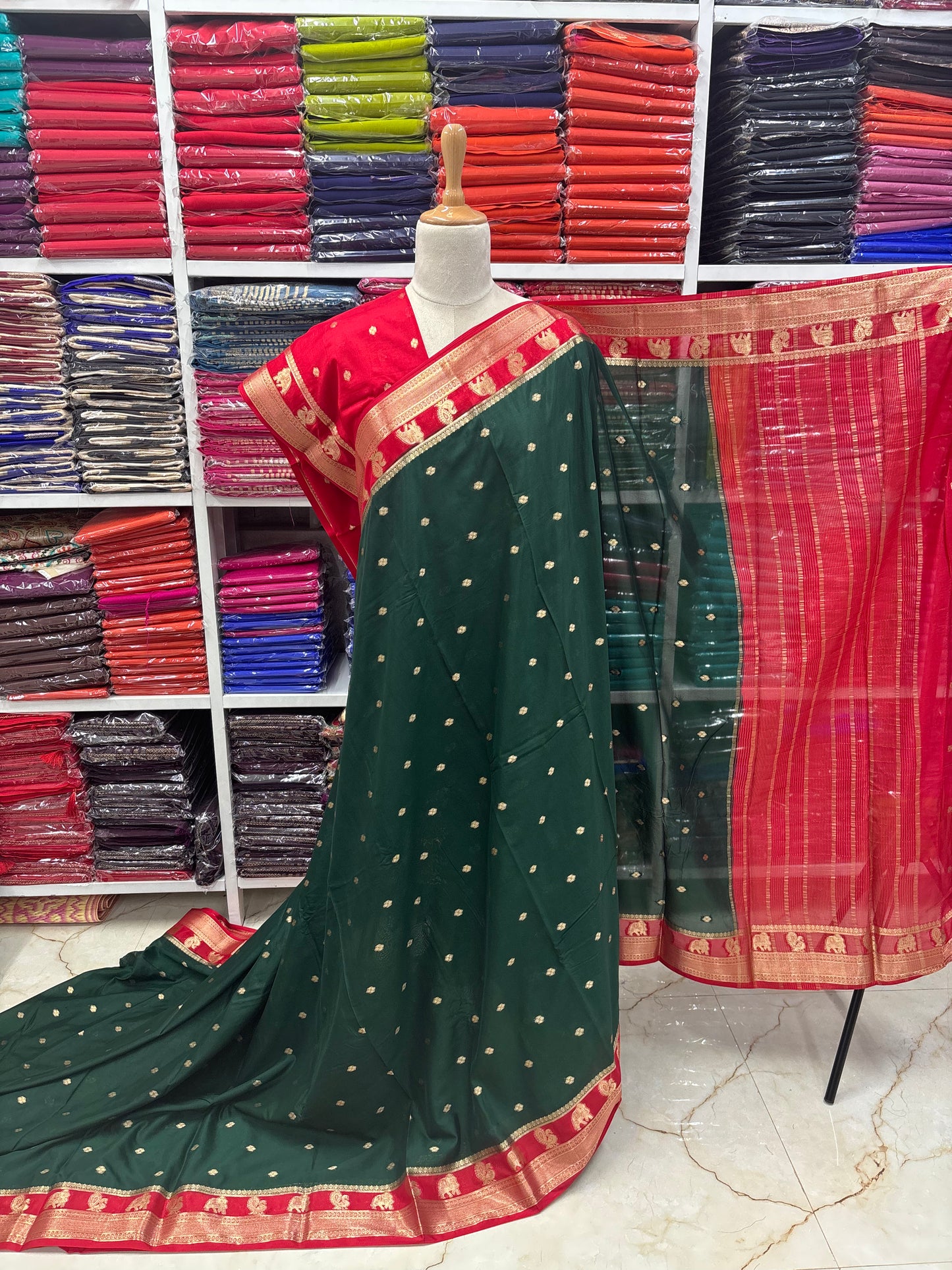 Semi Mysore Crepe (Elephant and Mayuri Border)