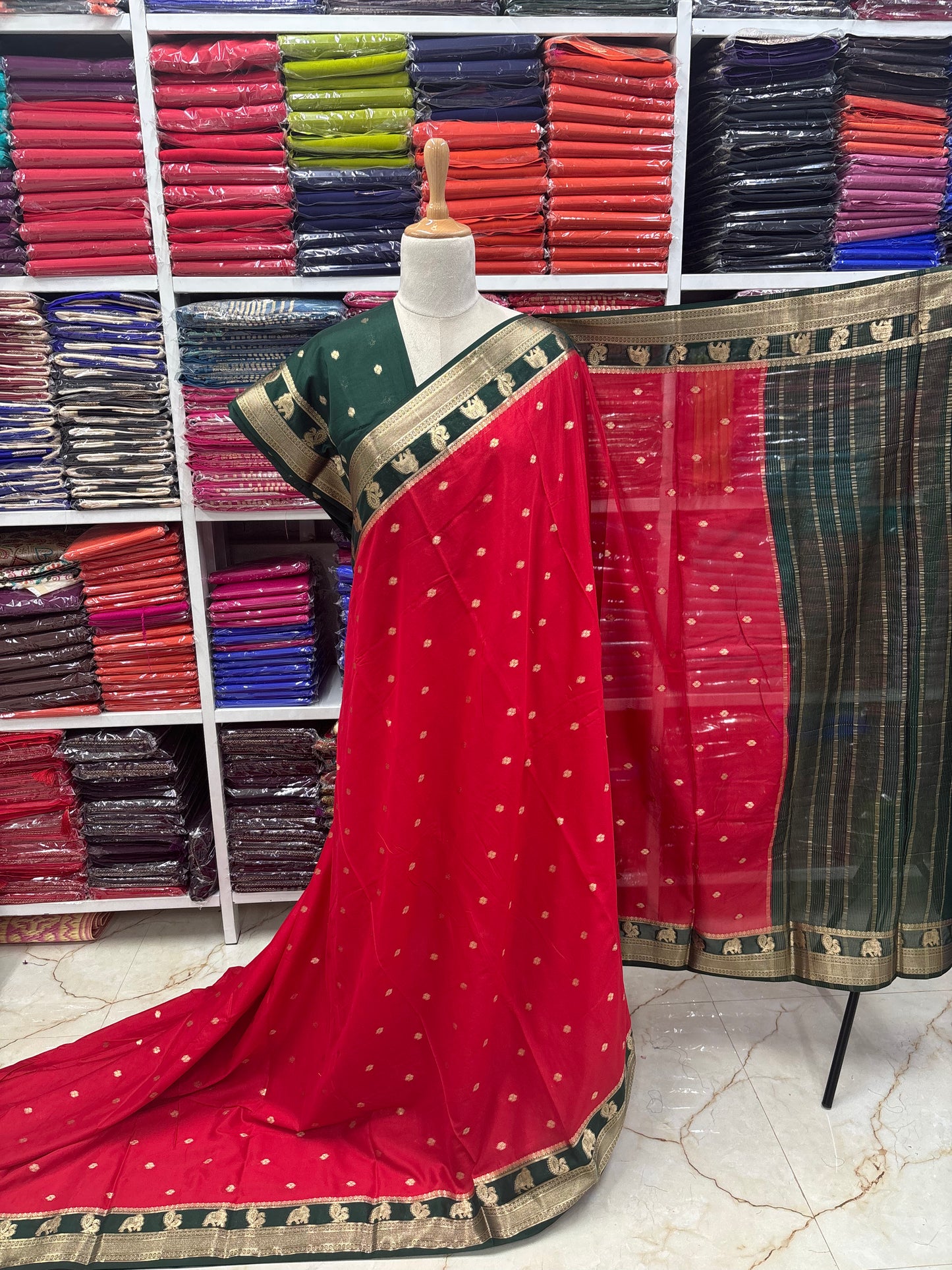 Semi Mysore Crepe (Elephant and Mayuri Border)