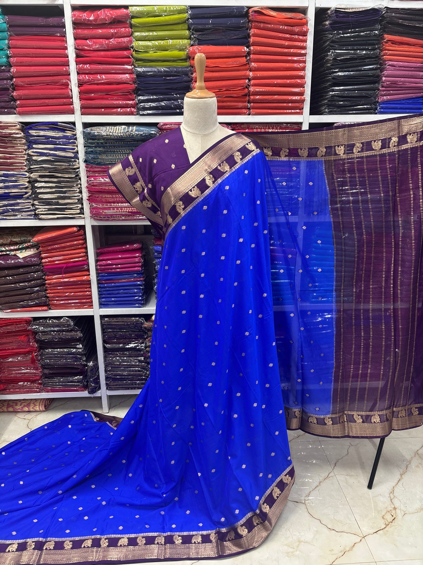 Semi Mysore Crepe (Elephant and Mayuri Border)