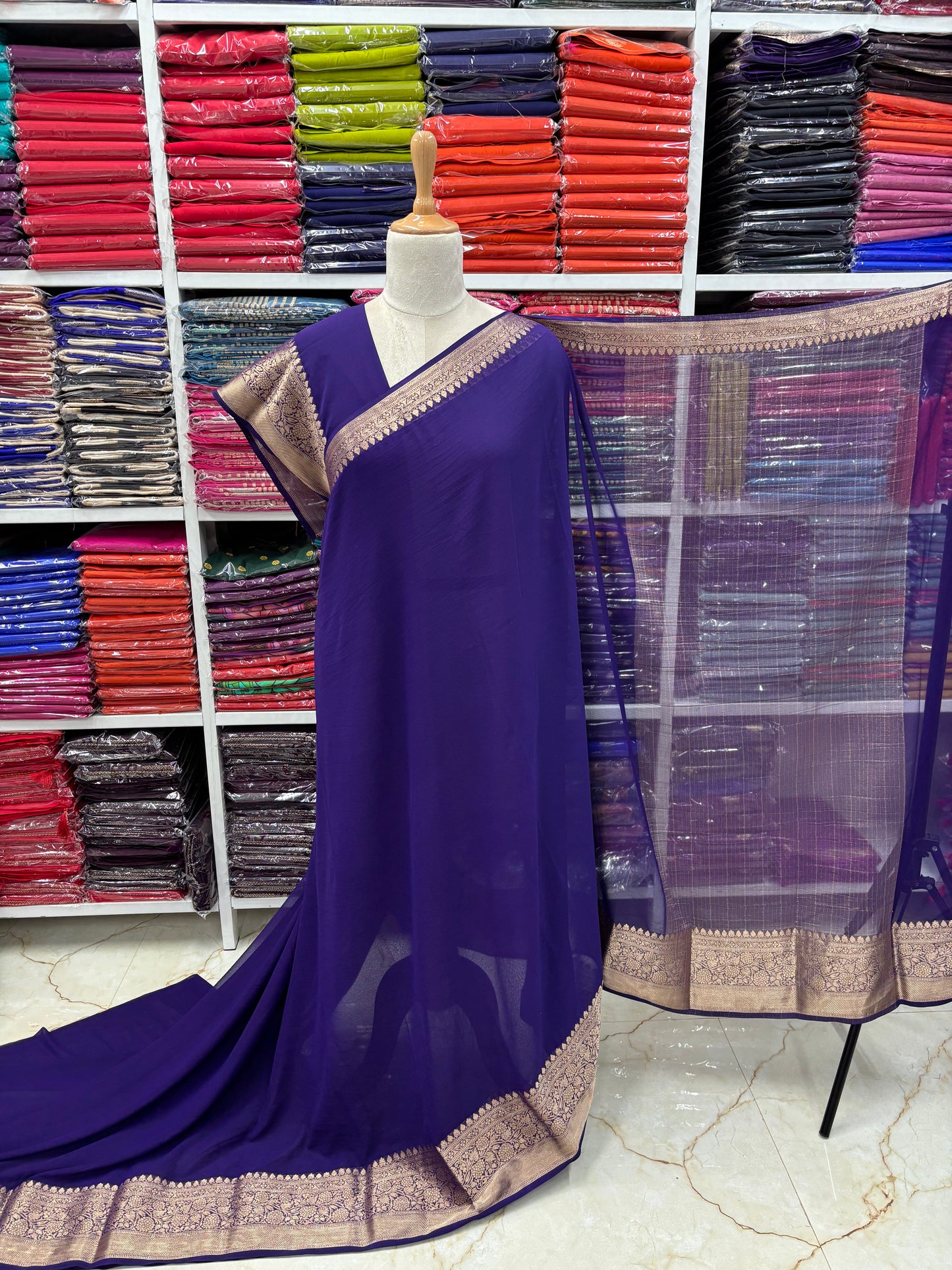 Georgette Chiffon (Floral Border)