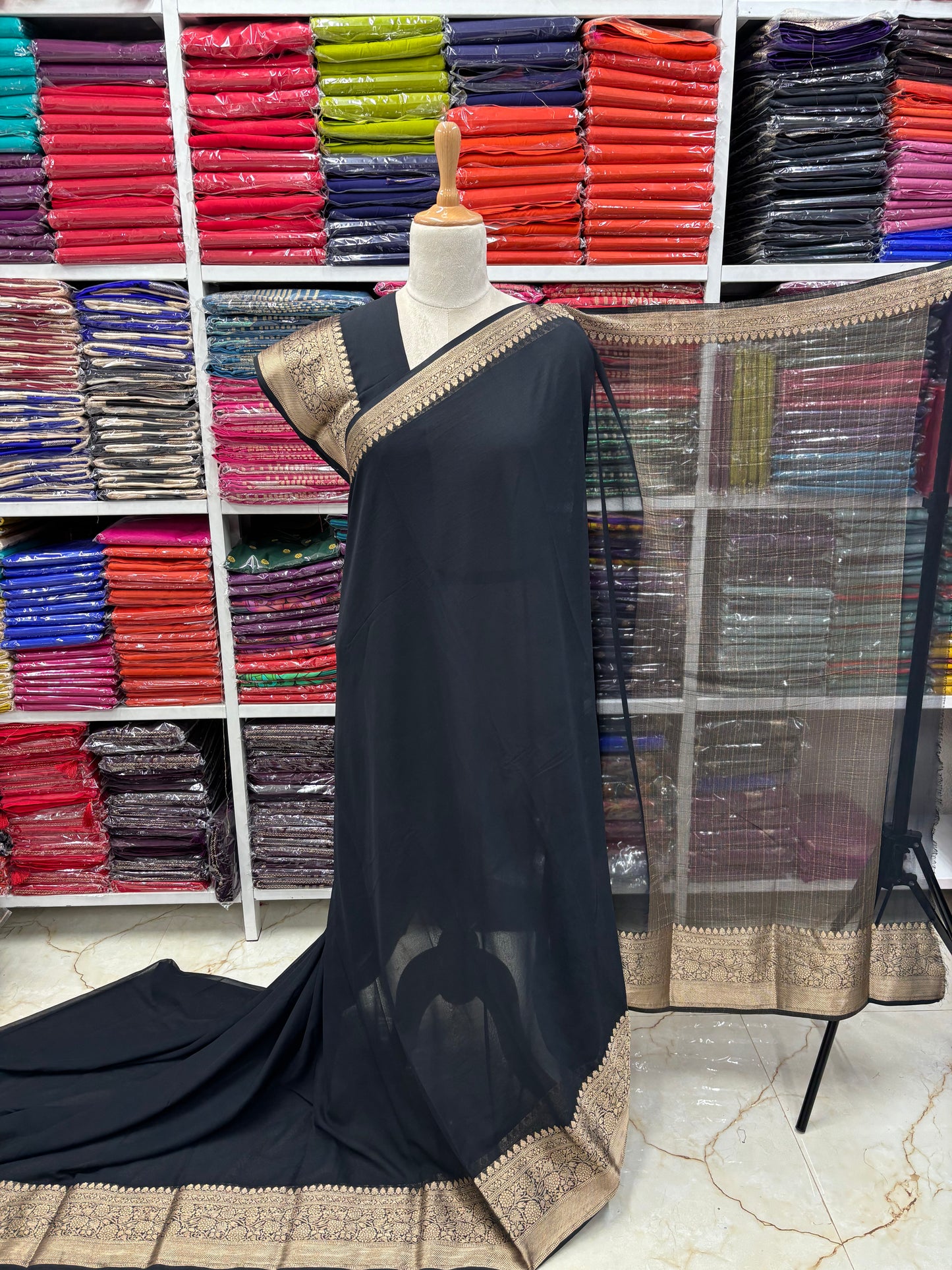 Georgette Chiffon (Floral Border)