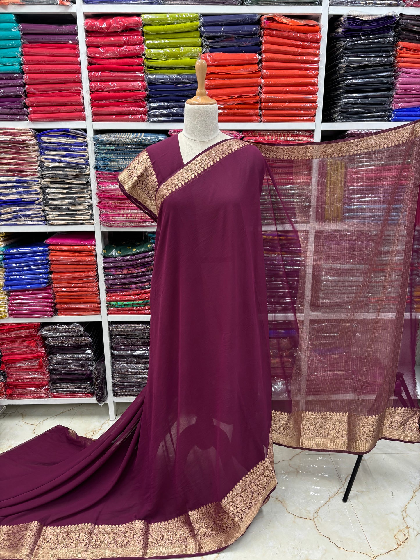 Georgette Chiffon (Floral Border)