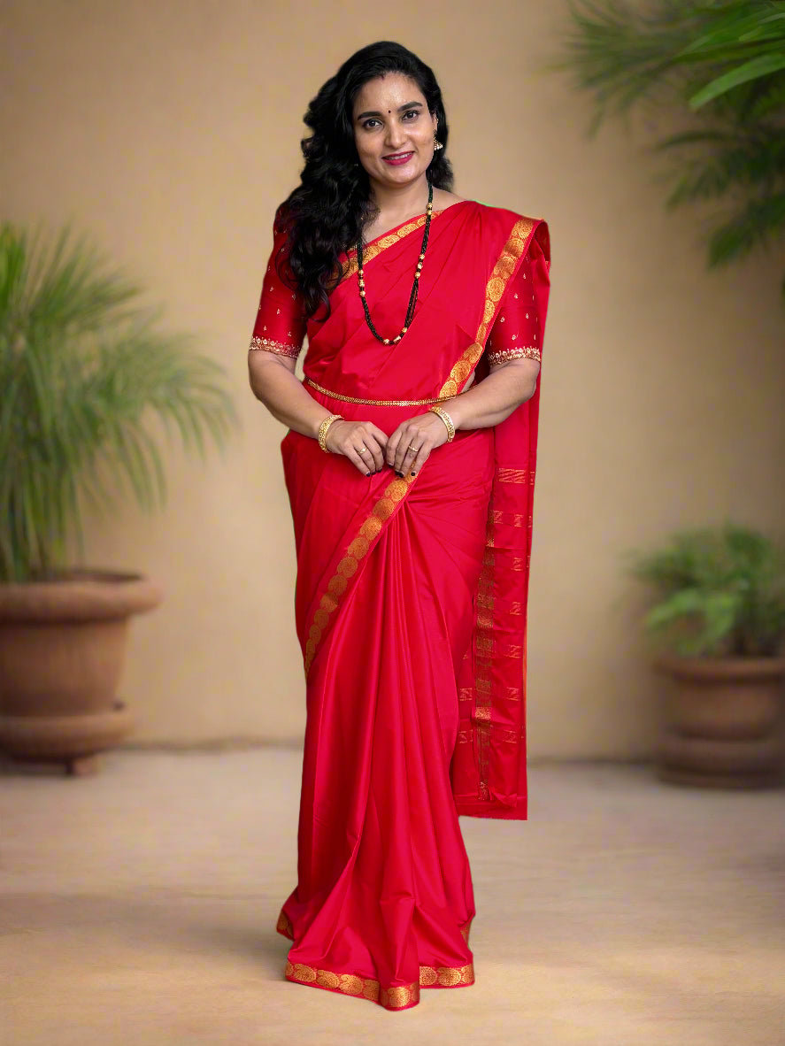 Semi Mysore Crepe (Self Mango Border)