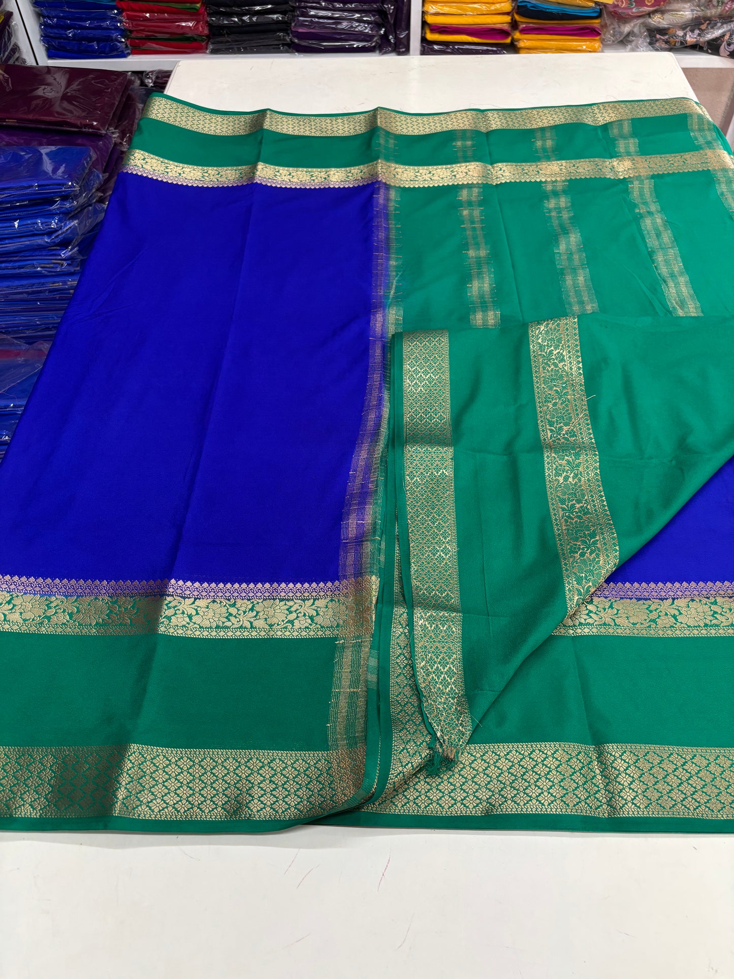 Semi Mysore Crepe (Big Floral Bentex Border)