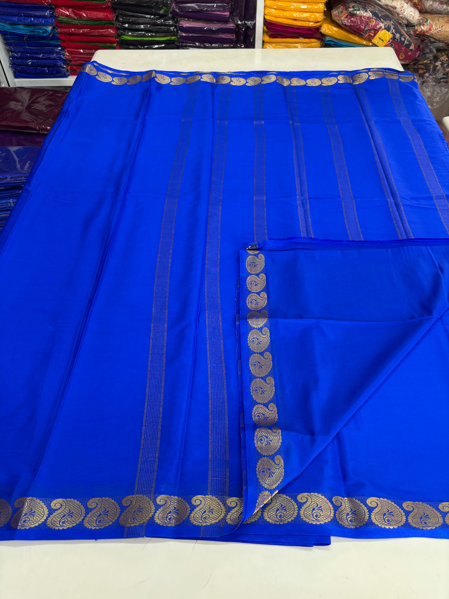 Semi Mysore Crepe (Self Mango Border)