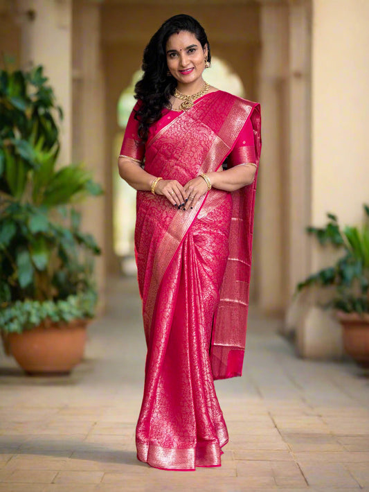 Semi Mysore Brocade (Beautiful Plants and Flowers Jari Brocade Weaving)