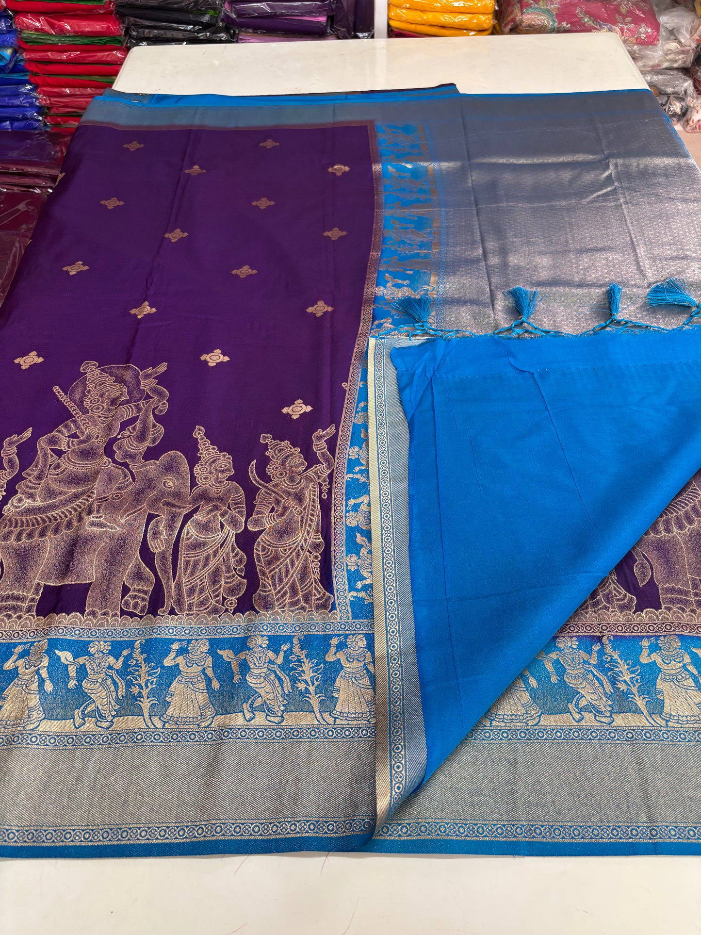Semi Mysore Crepe (Premium, Kalamkari Weaved Art)