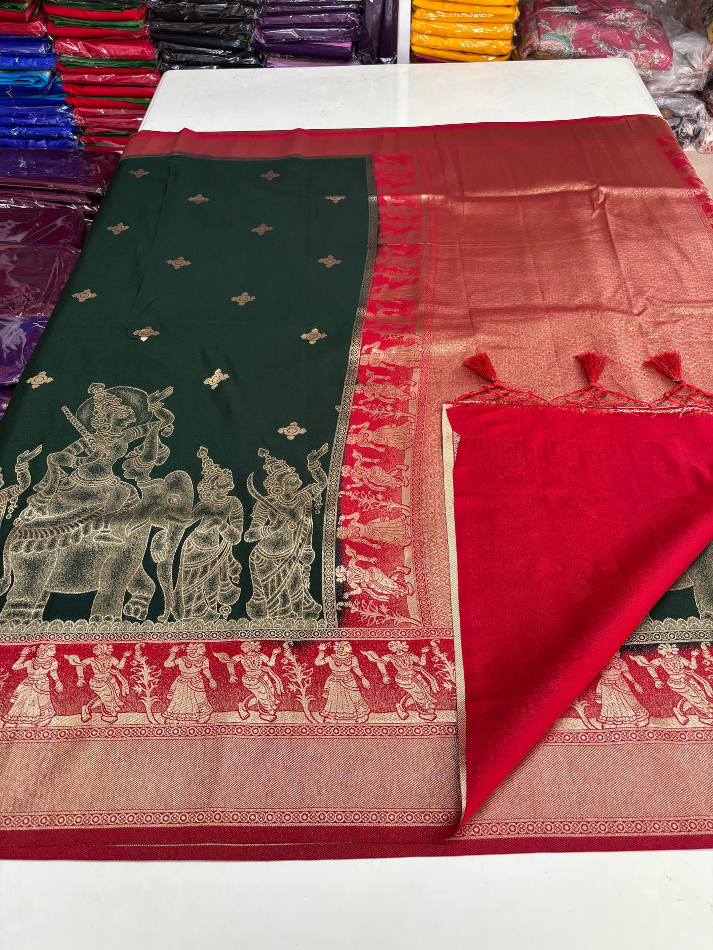 Semi Mysore Crepe (Premium, Kalamkari Weaved Art)