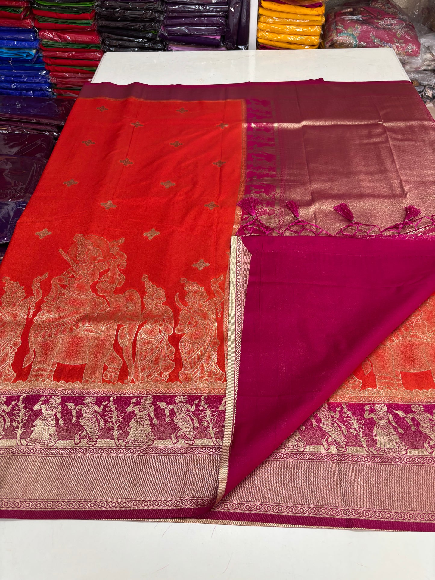 Semi Mysore Crepe (Premium, Kalamkari Weaved Art)