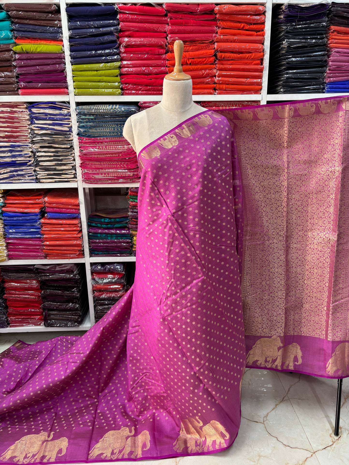 Tussar Saree (Elephant Border)