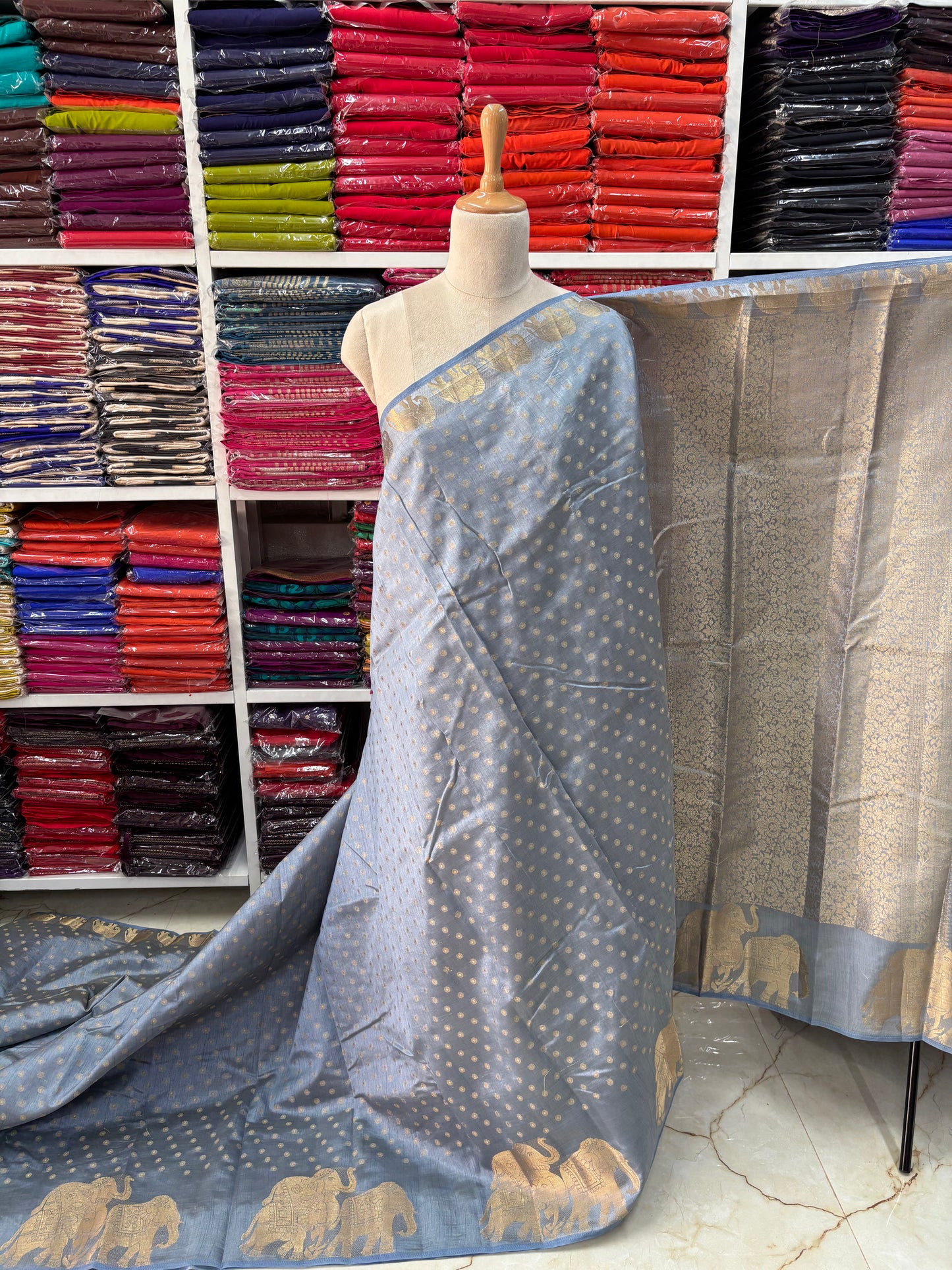 Tussar Saree (Elephant Border)