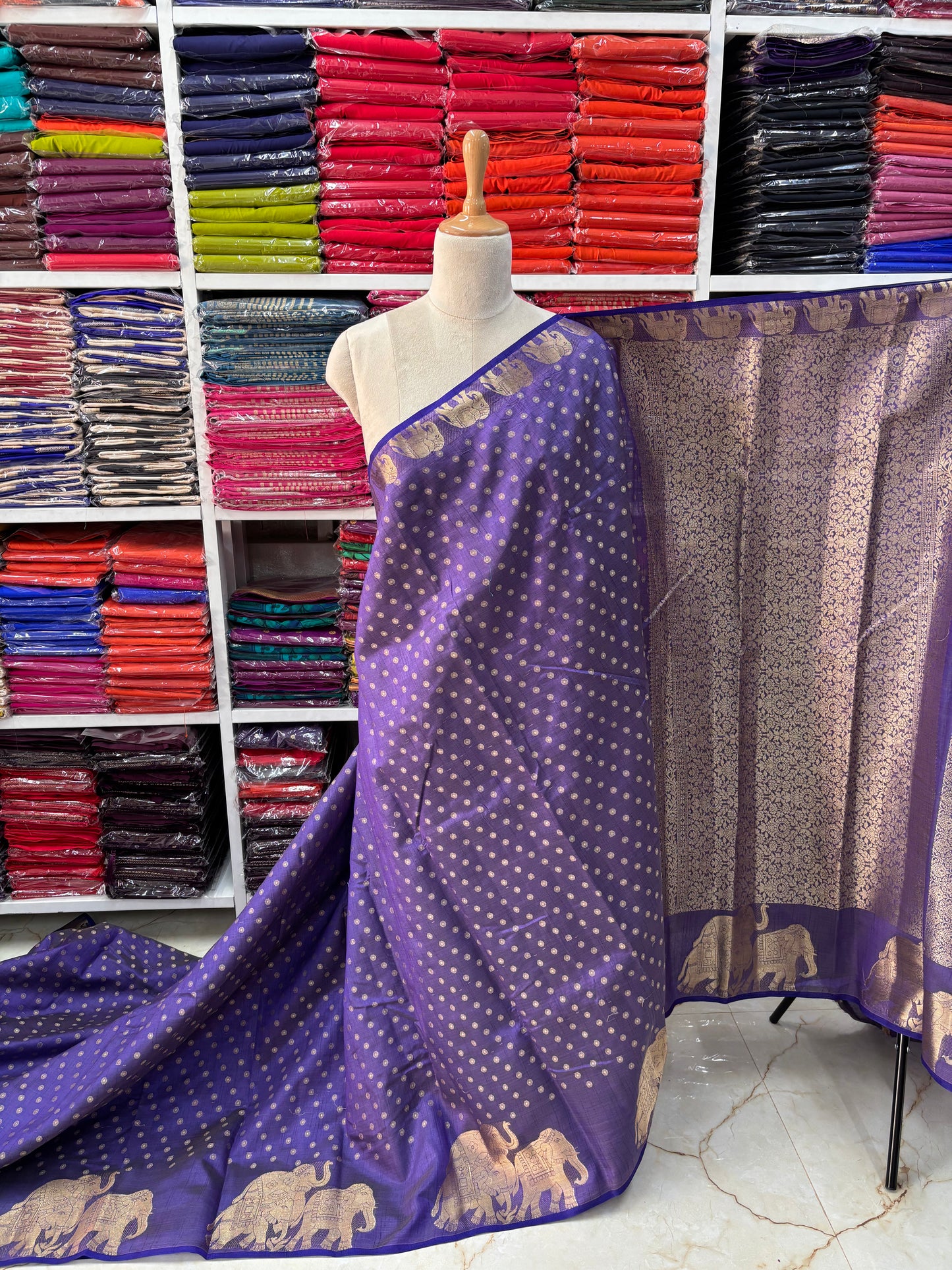 Tussar Saree (Elephant Border)