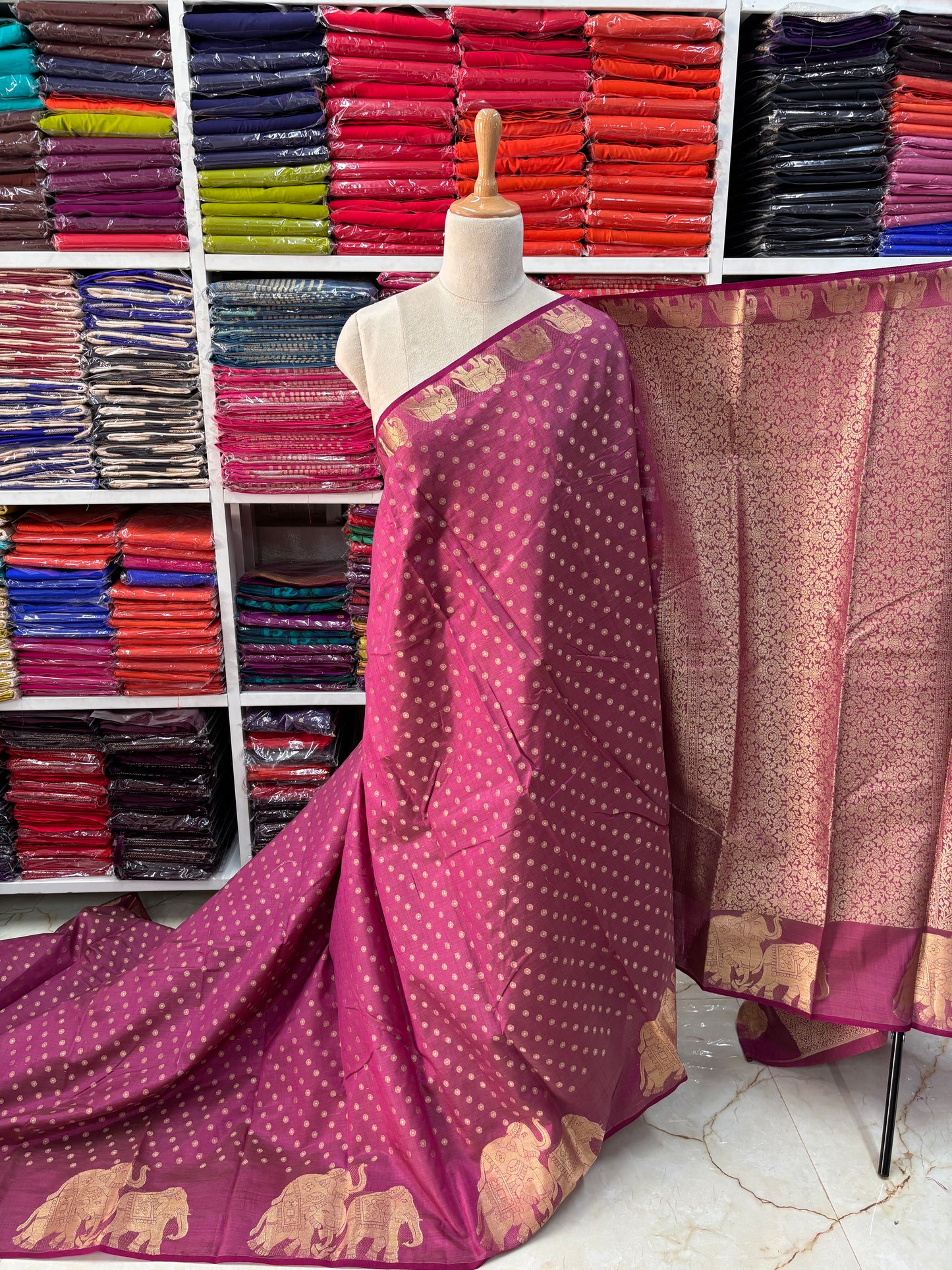 Tussar Saree (Elephant Border)
