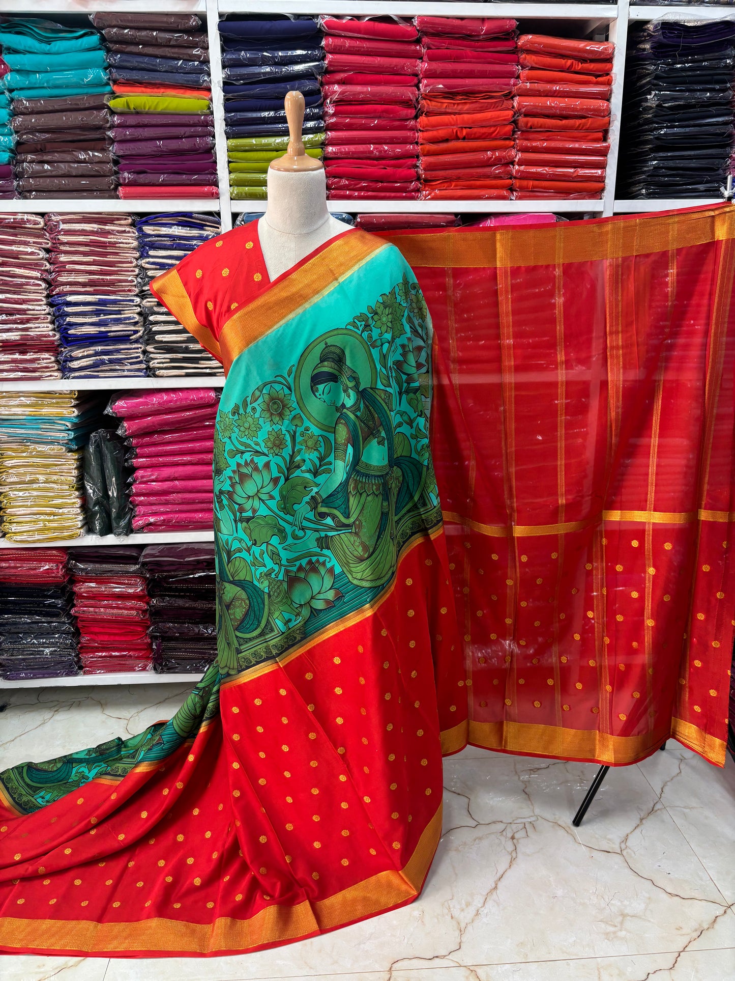 Semi Mysore Crepe (Half & Half, Kalamkari Design)