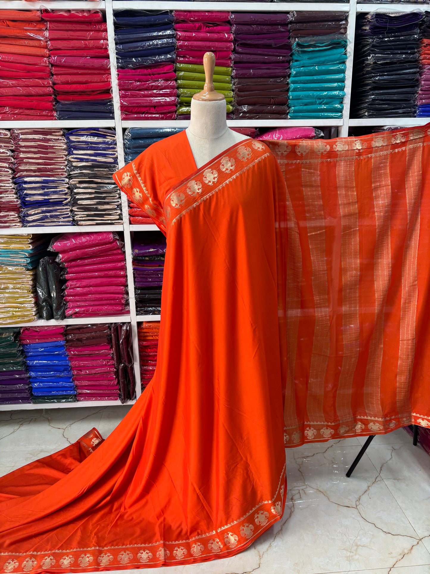 Semi Mysore Crepe (Medium, Gandabherunda Border)