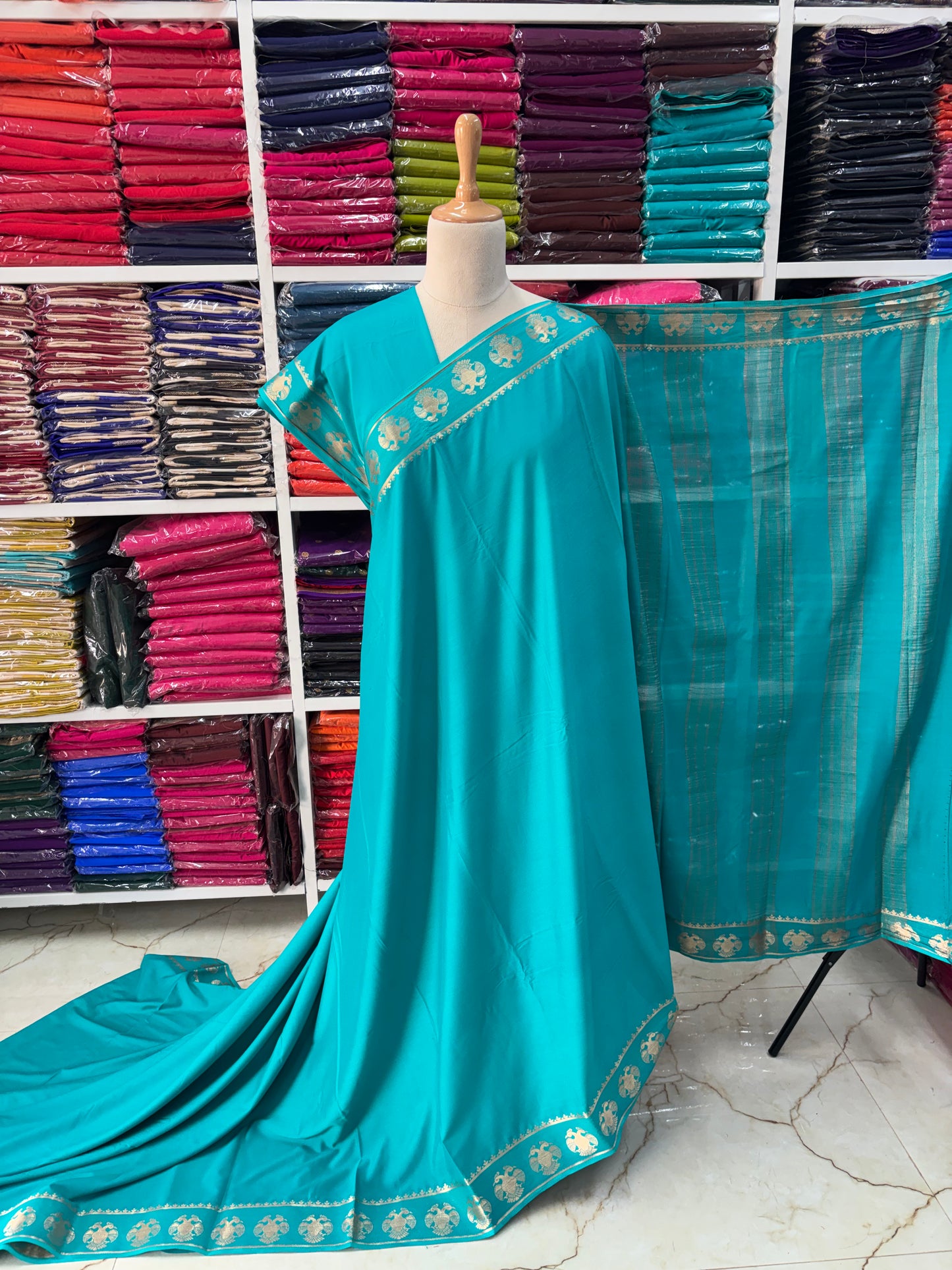 Semi Mysore Crepe (Medium, Gandabherunda Border)