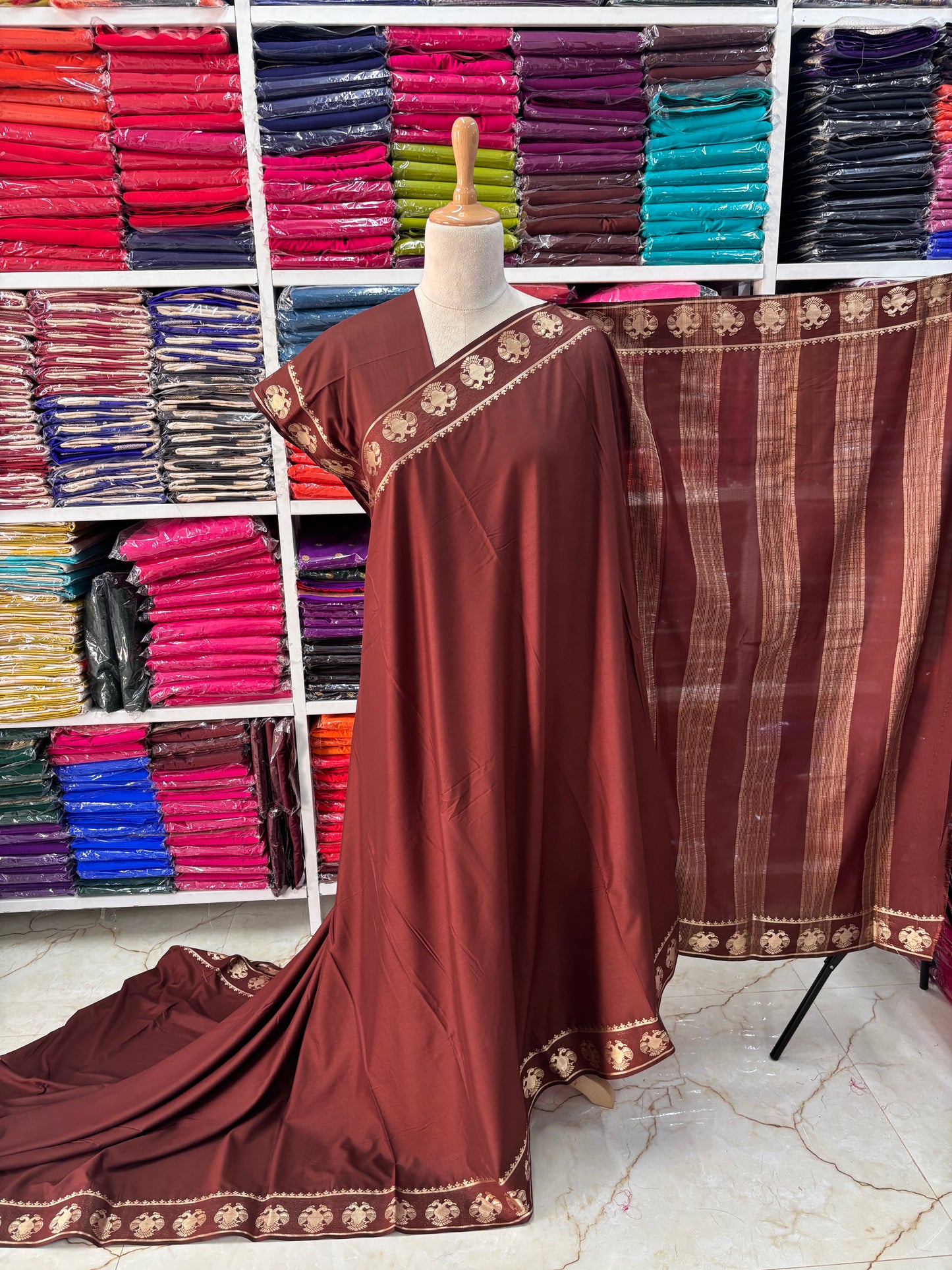 Semi Mysore Crepe (Medium, Gandabherunda Border)