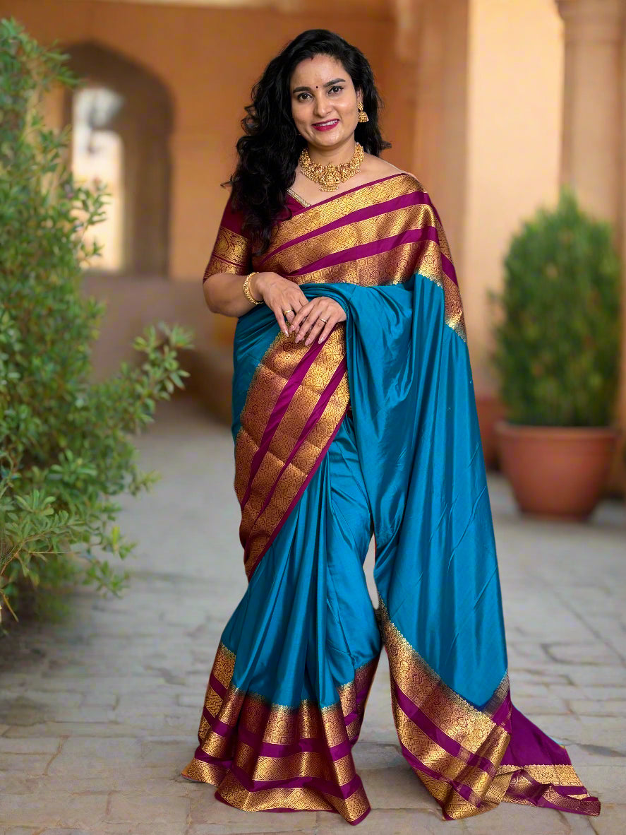 Semi Mysore Crepe (Premium, Plain, Rich Big 3 Bentex Border)