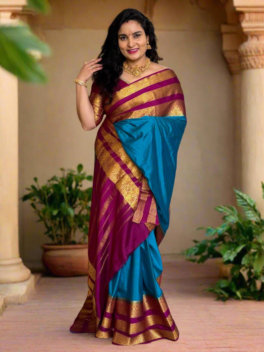 Semi Mysore Crepe (Premium, Plain, Rich Big 3 Bentex Border)