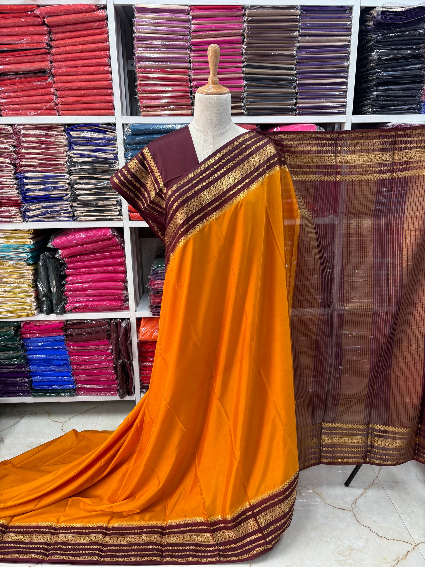 Semi Mysore Crepe (Floral Sequence Border)