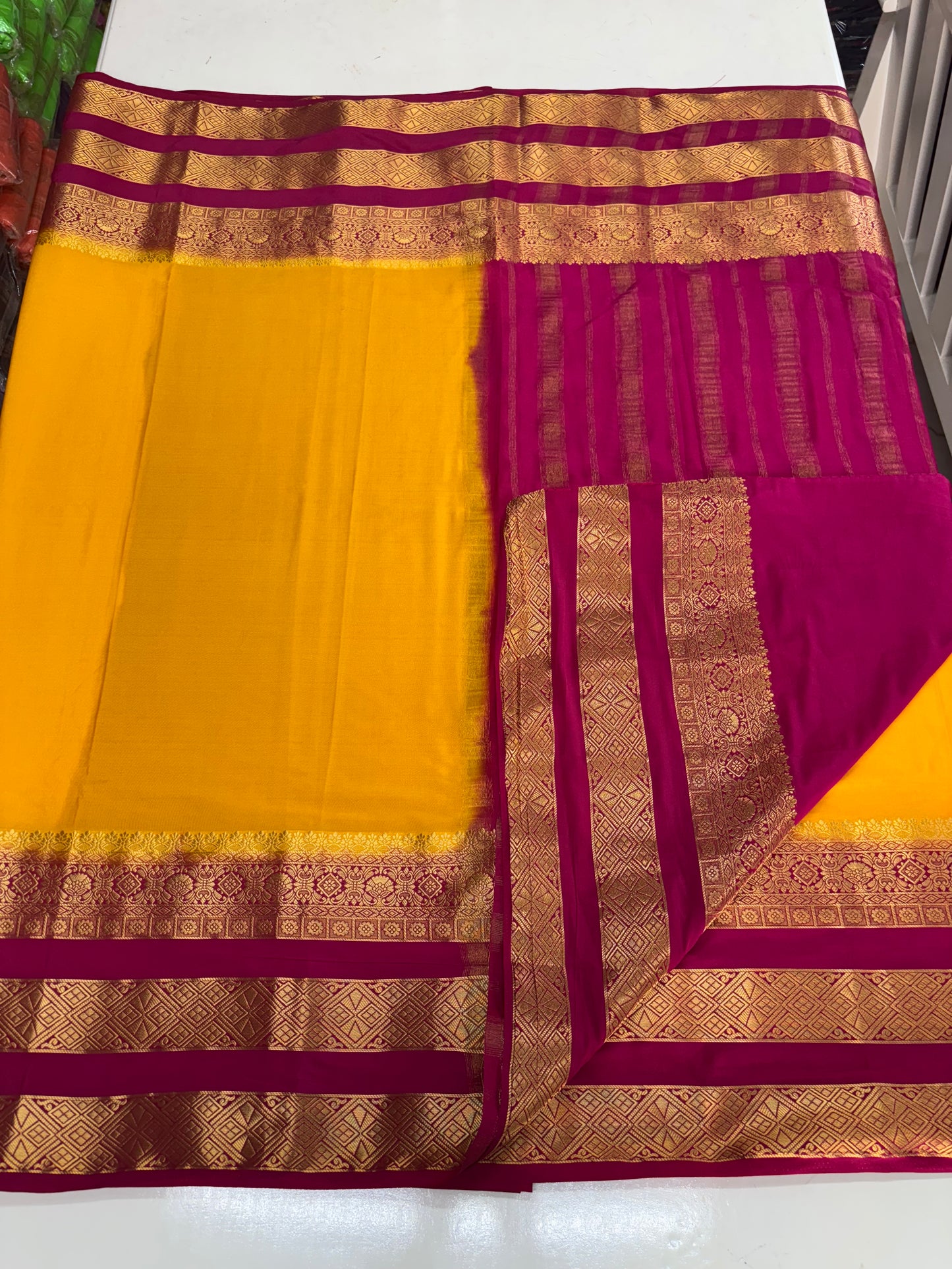 Semi Mysore Crepe (Premium, Plain, Rich Big 3 Bentex Border)