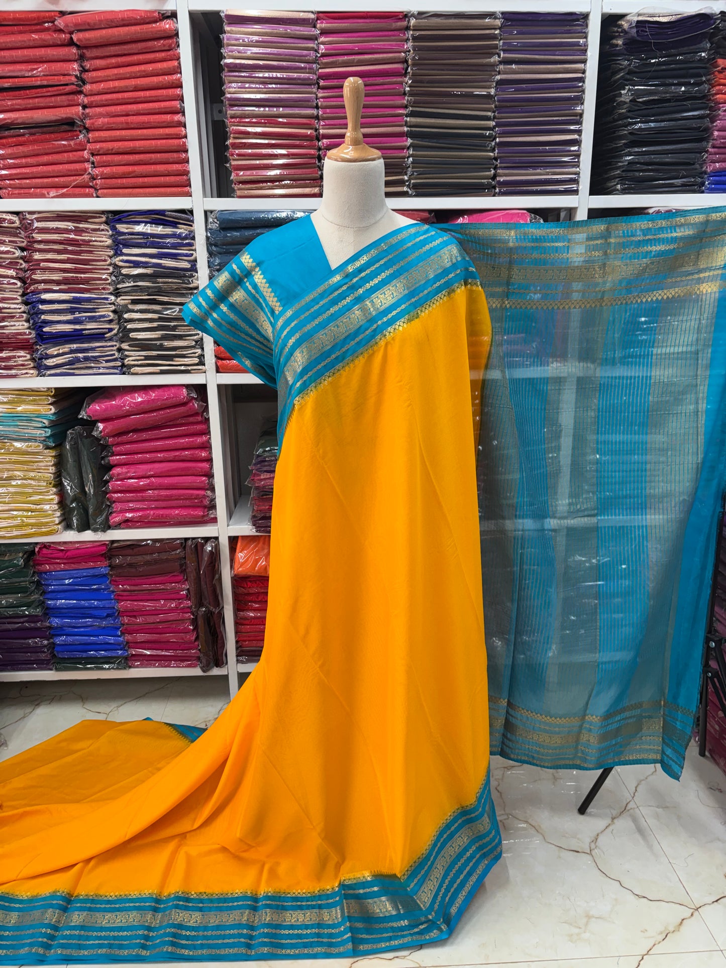 Semi Mysore Crepe (Floral Sequence Border)