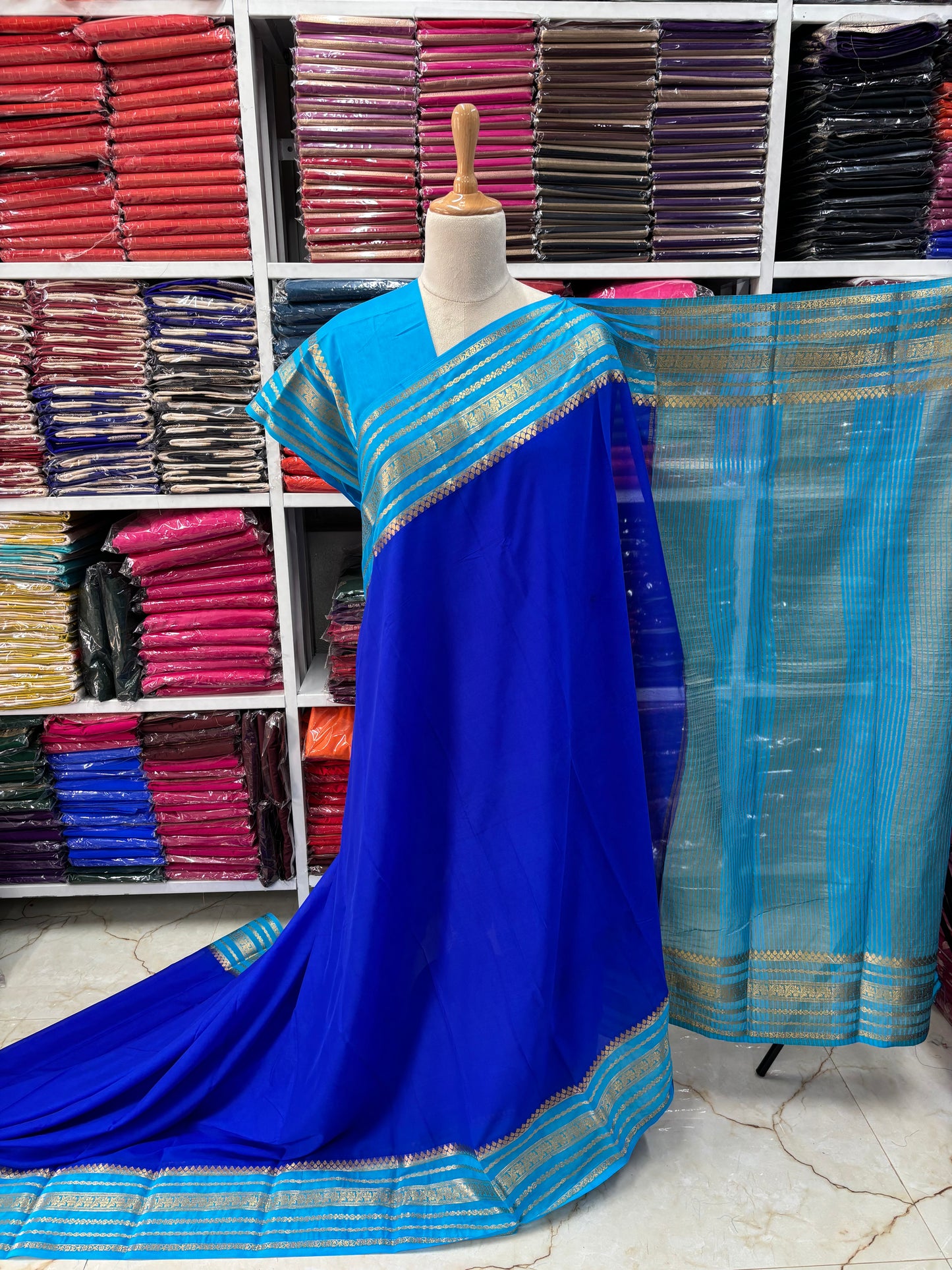 Semi Mysore Crepe (Floral Sequence Border)