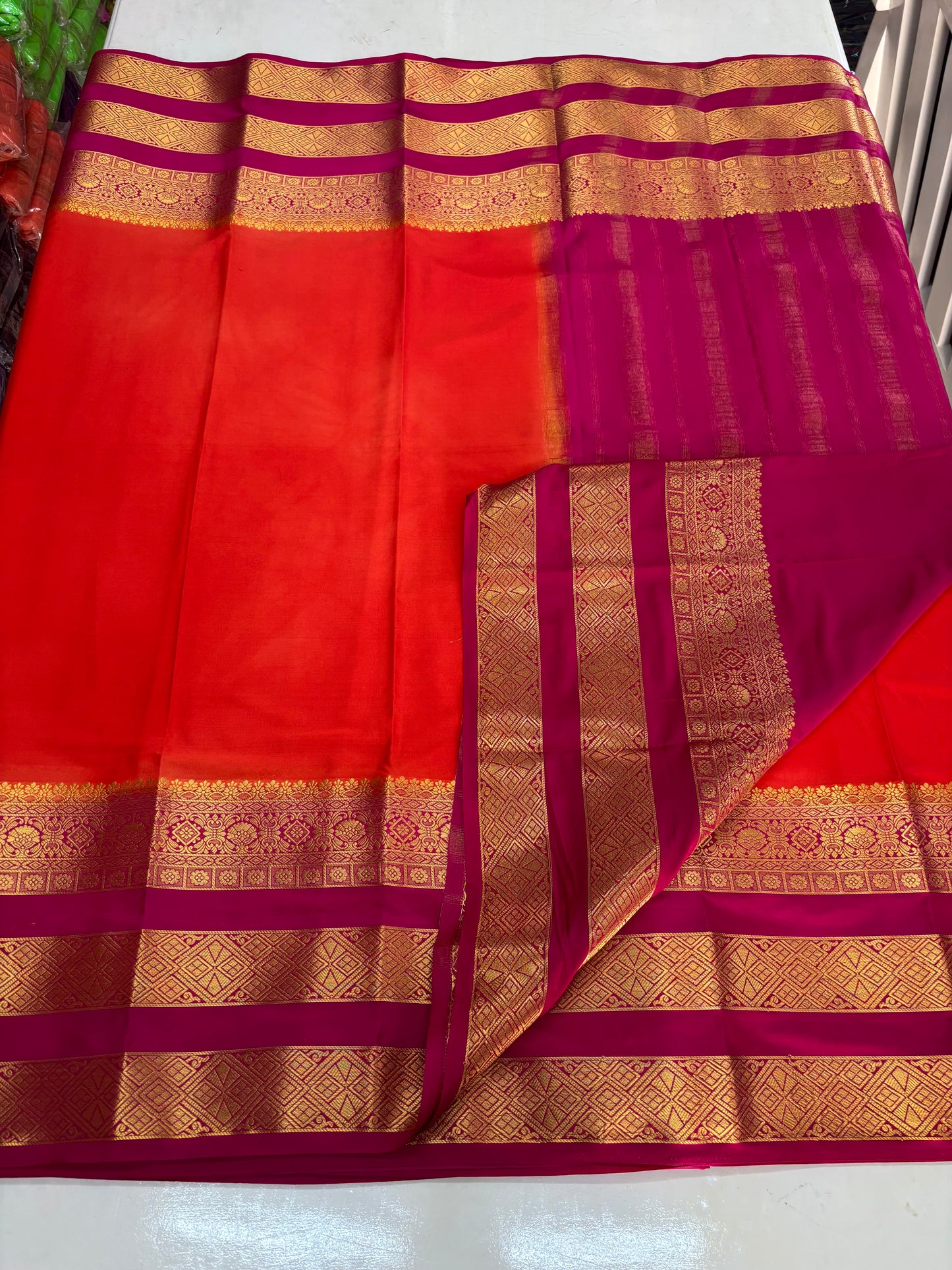 Semi Mysore Crepe (Premium, Plain, Rich Big 3 Bentex Border)