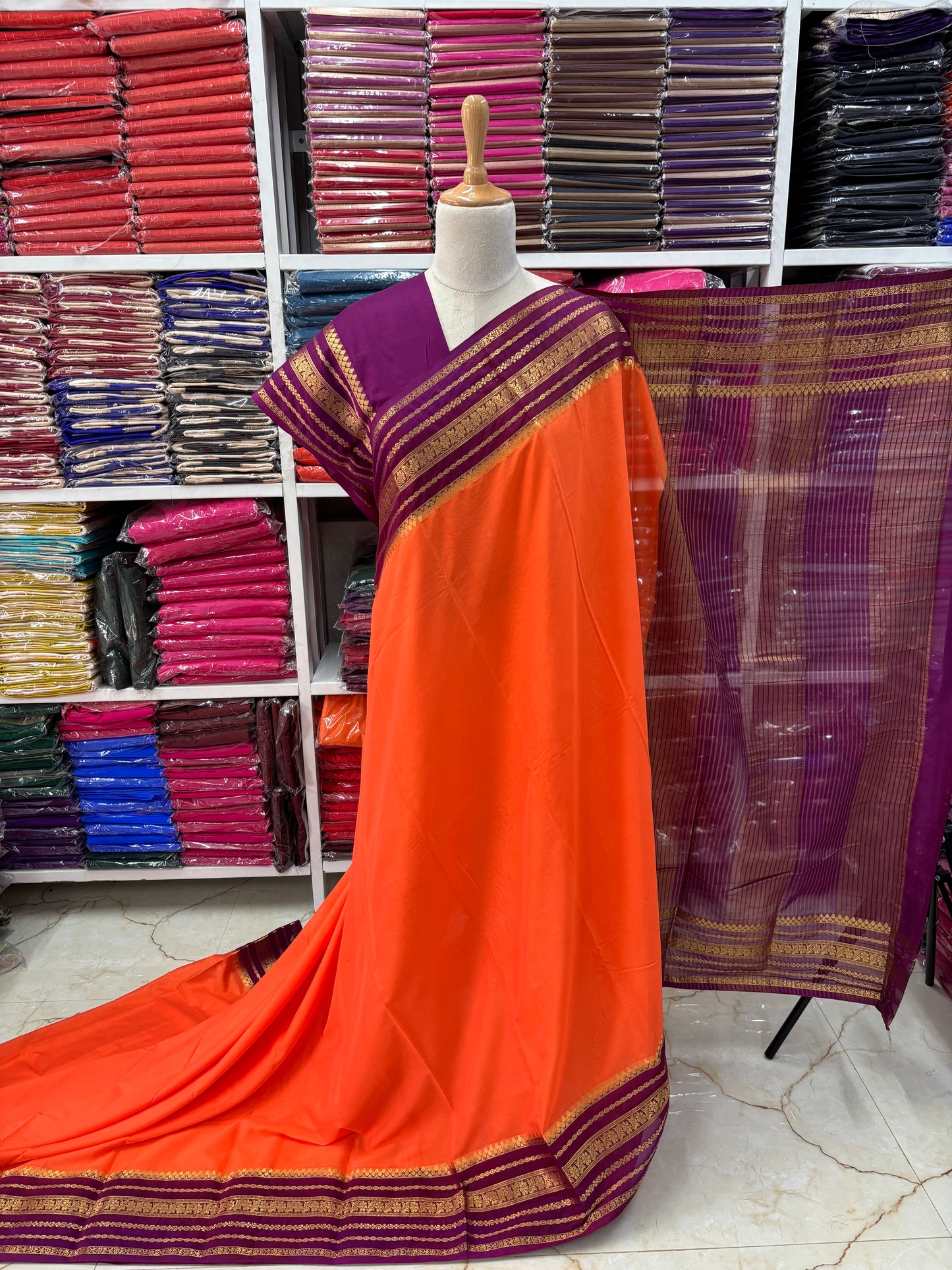 Semi Mysore Crepe (Floral Sequence Border)