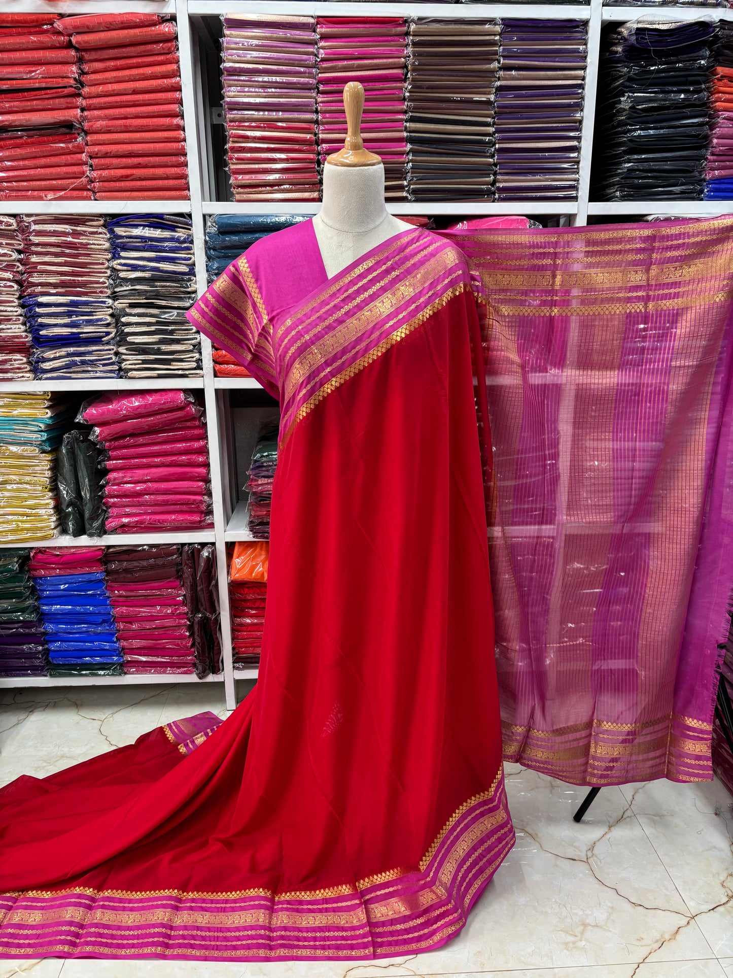 Semi Mysore Crepe (Floral Sequence Border)