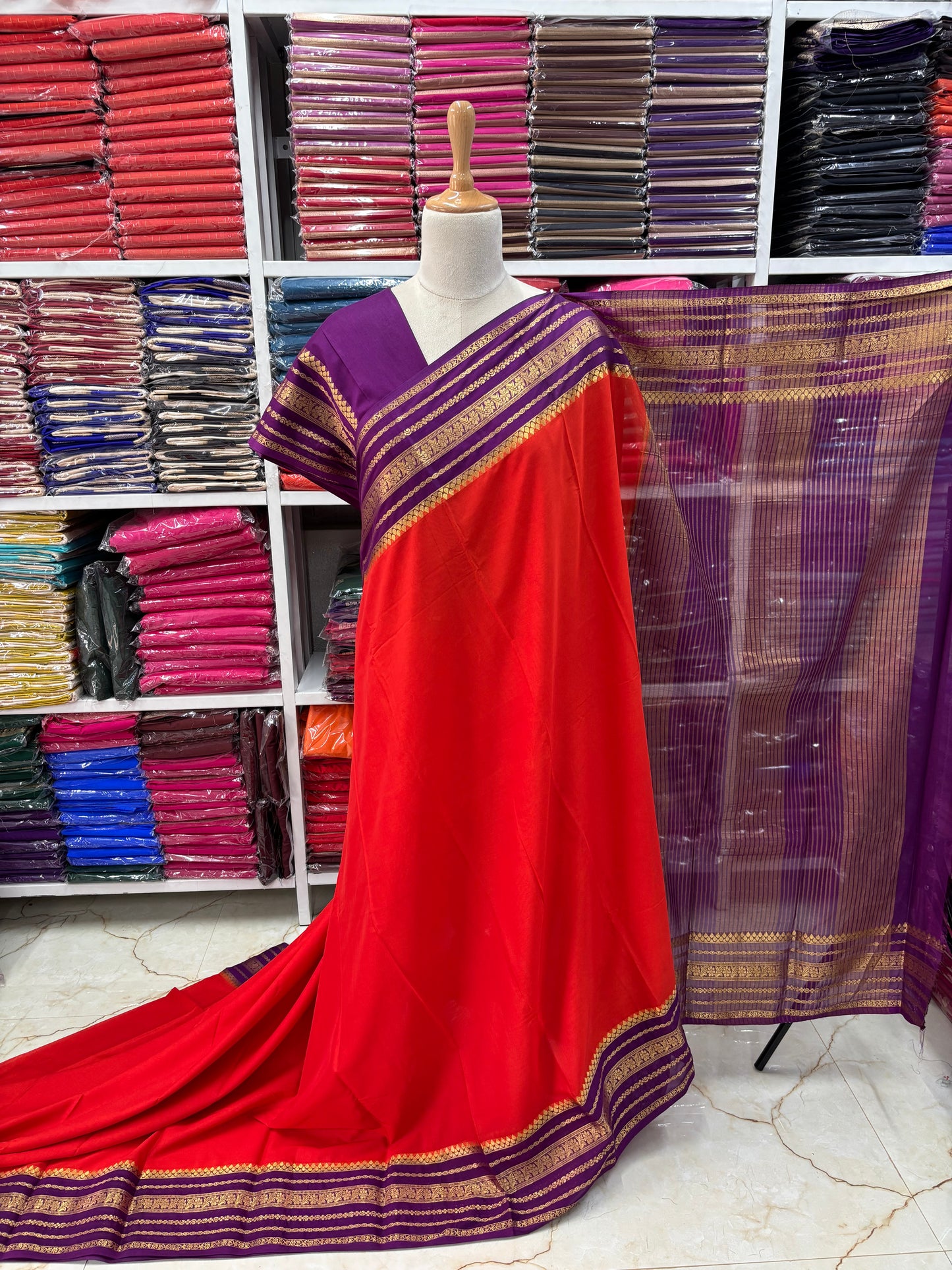 Semi Mysore Crepe (Floral Sequence Border)