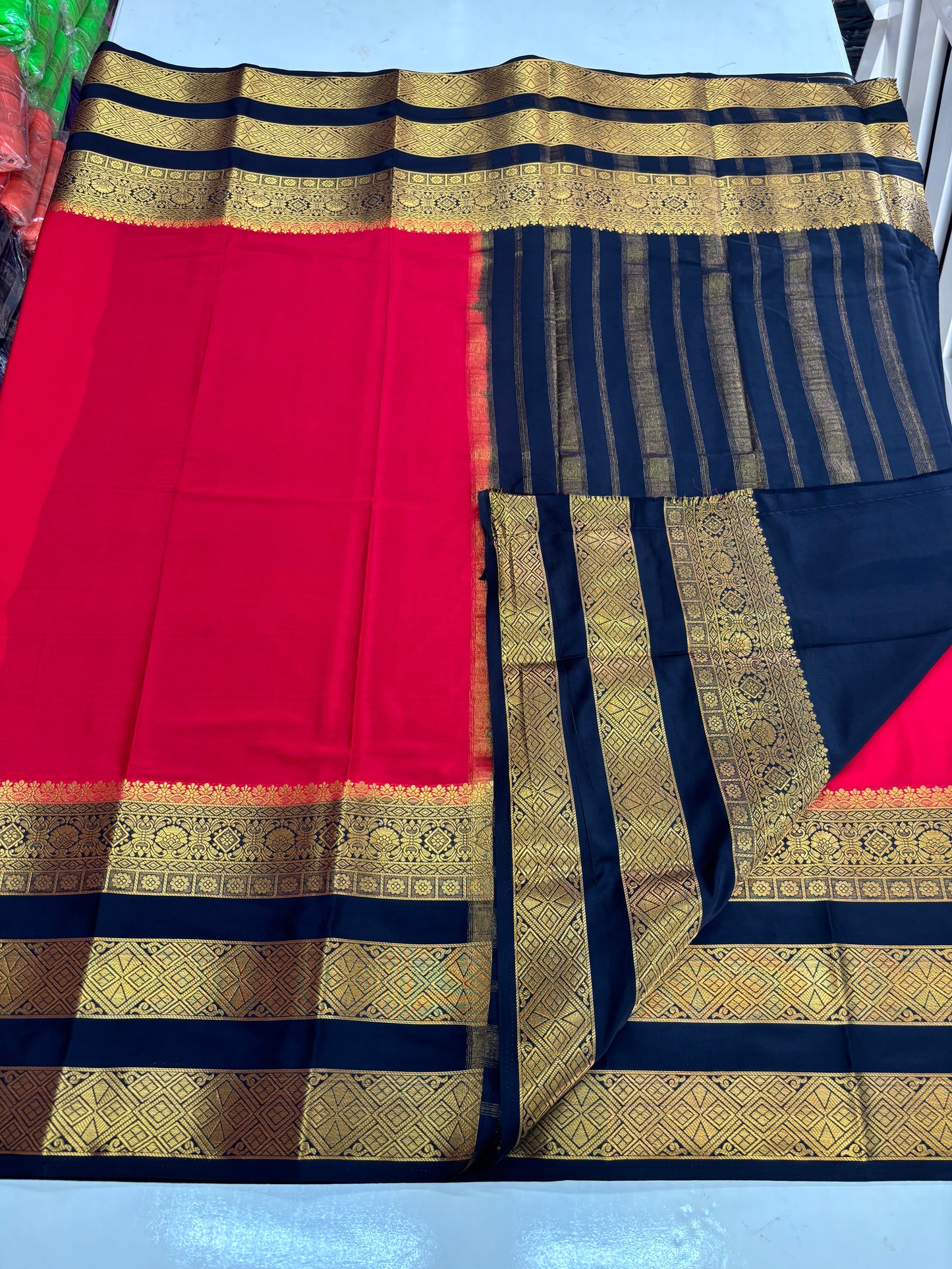 Semi Mysore Crepe (Premium, Plain, Rich Big 3 Bentex Border)