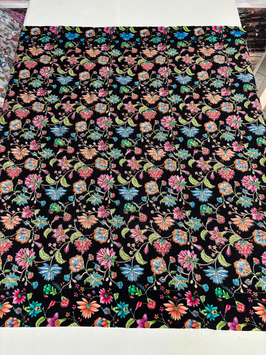 Kalamkari Blouse Fabric (HSSB9, Floral Print with Light Positioning Work)